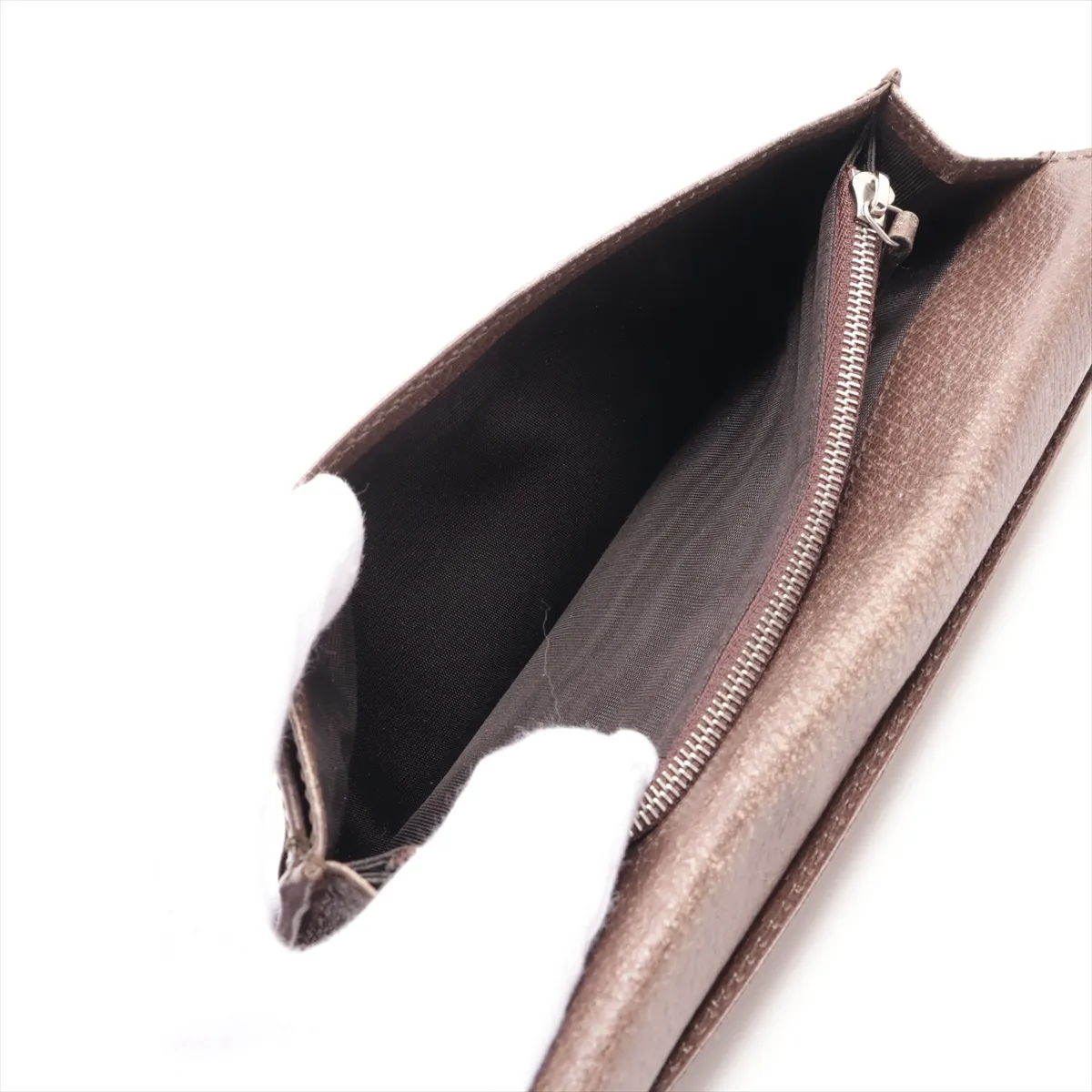 Tian GG Supreme PVC x Leather Long Wallet, Beige x Brown, 427011 — view 7