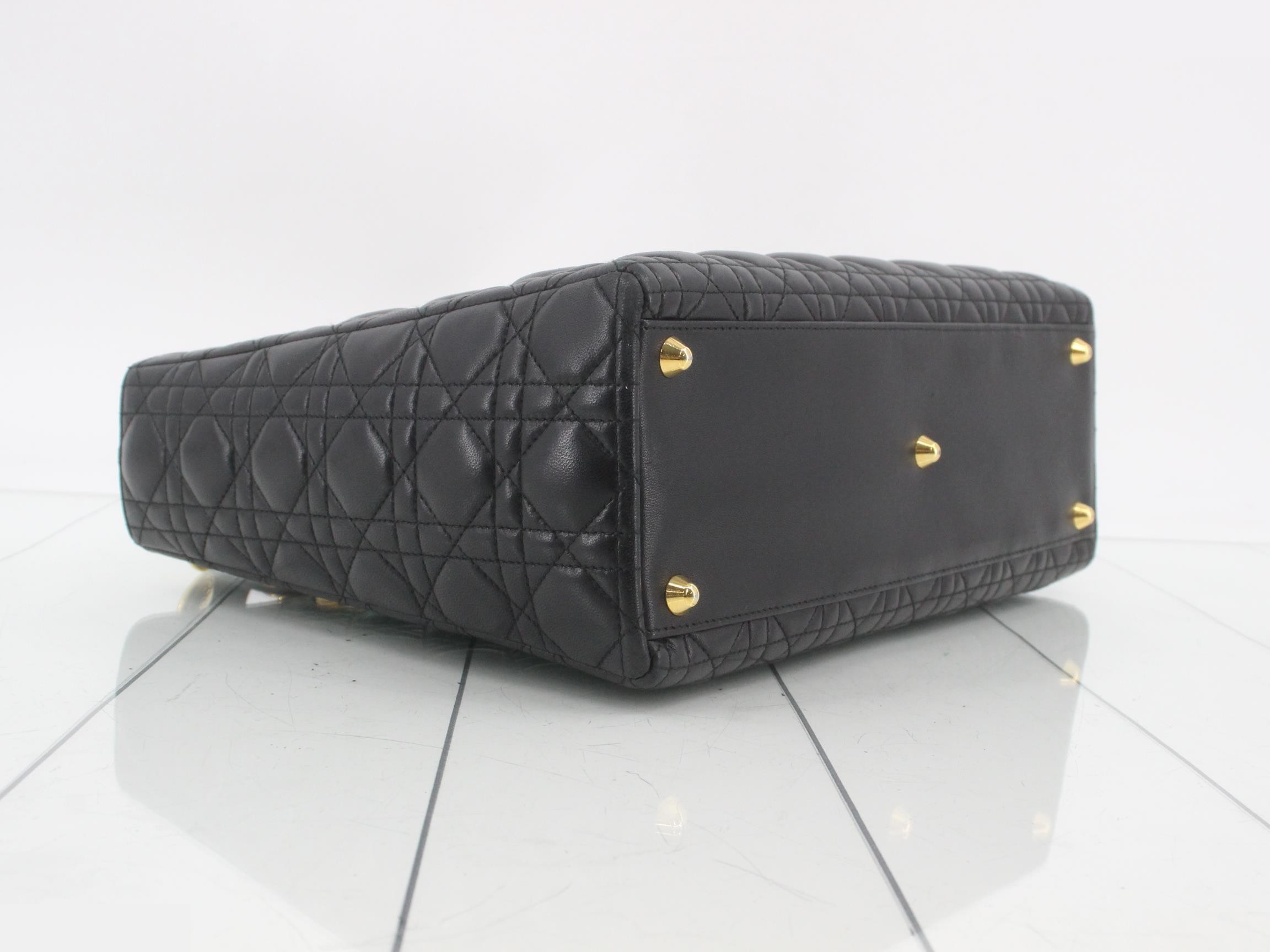 Lady Dior Cannage Lambskin Handbag, Black — view 5