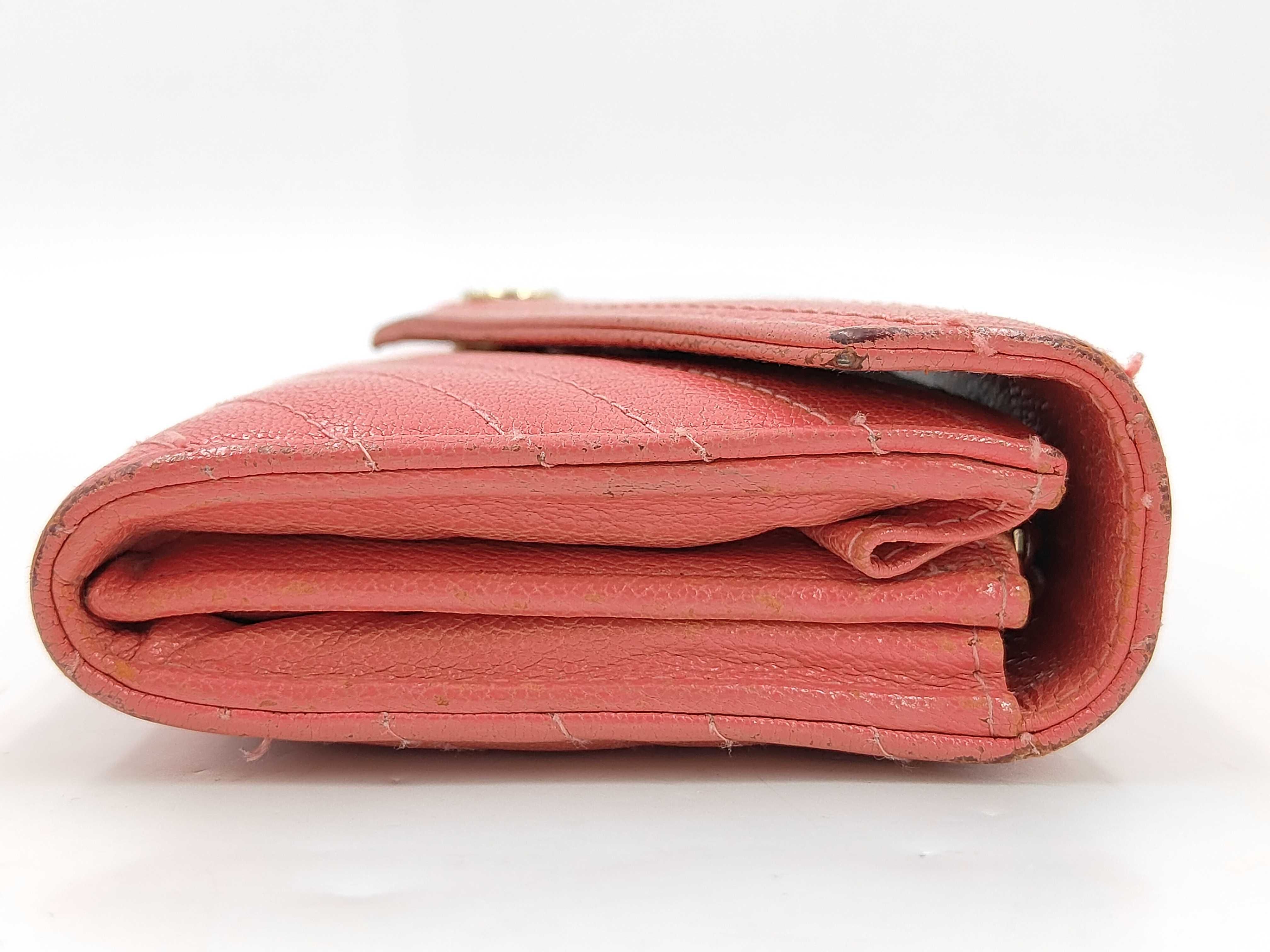 V-stitch flap wallet, Chevron pattern, No. 27, Pink. — view 4