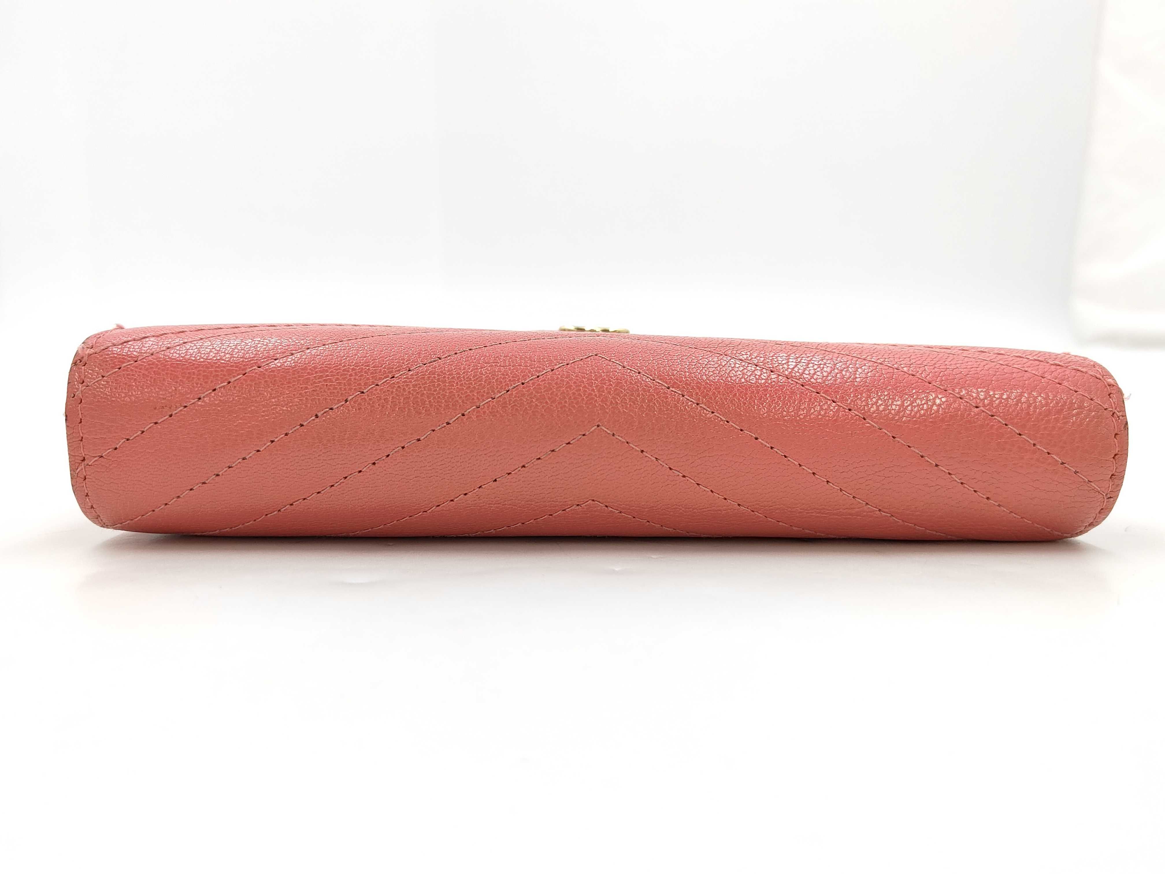 V-stitch flap wallet, Chevron pattern, No. 27, Pink. — view 5
