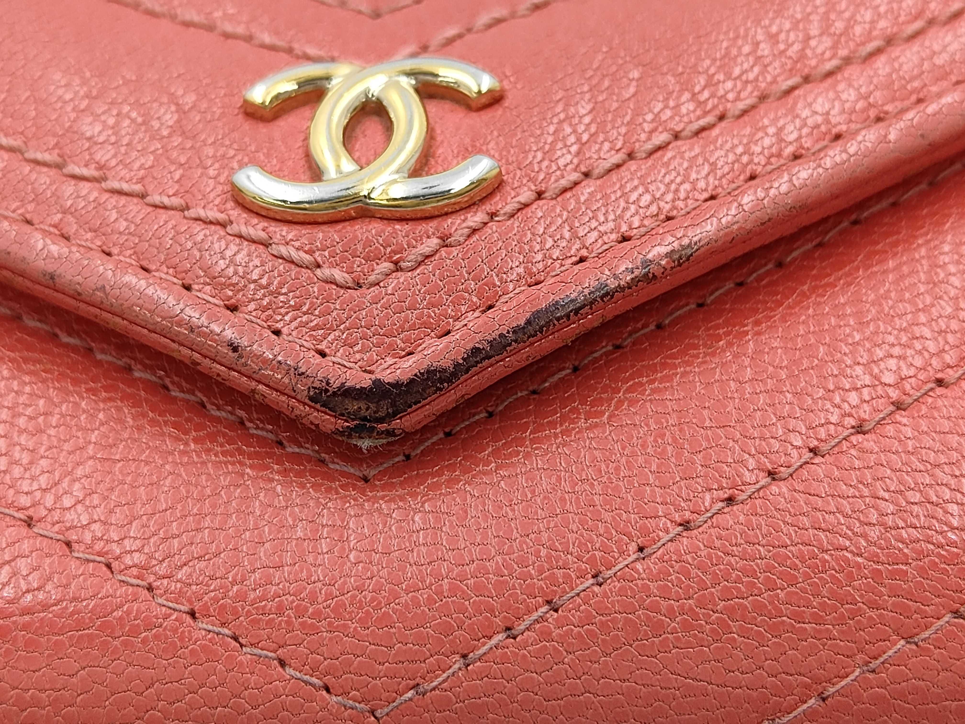 V-stitch flap wallet, Chevron pattern, No. 27, Pink. — view 8
