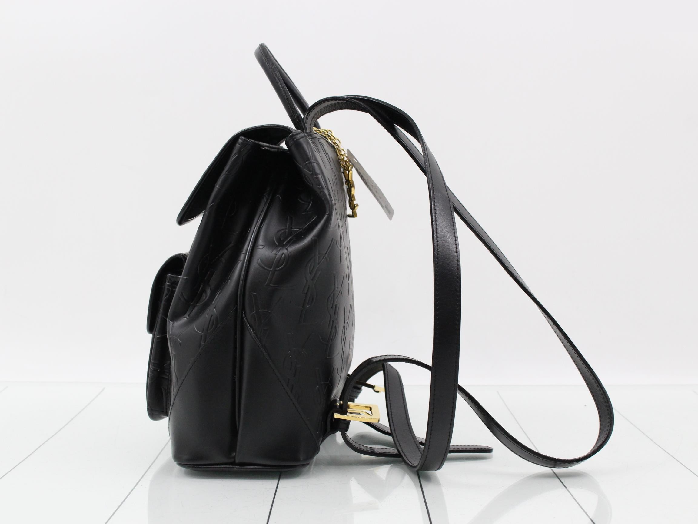 embossed black backpack. — view 3