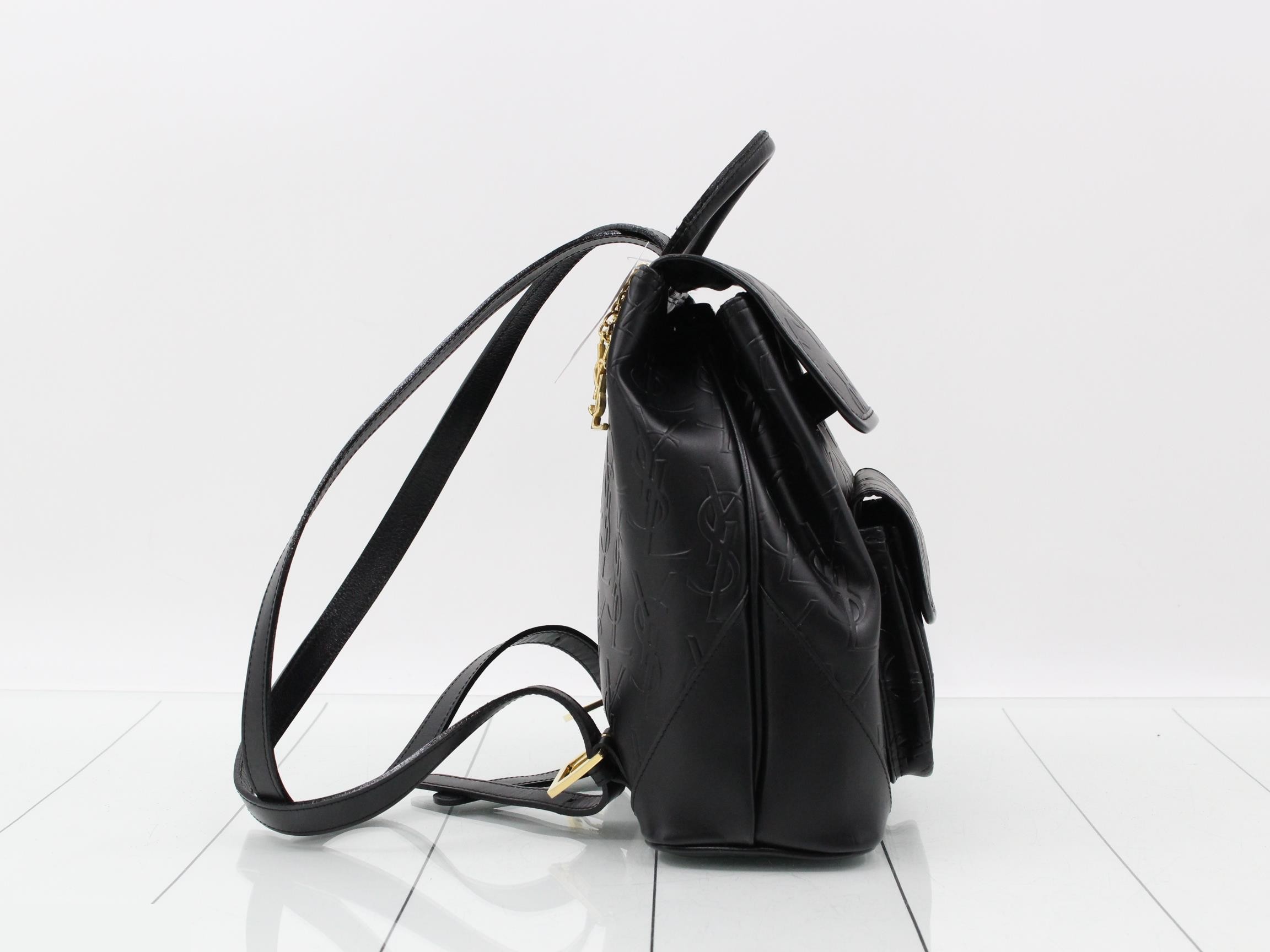 embossed black backpack. — view 4