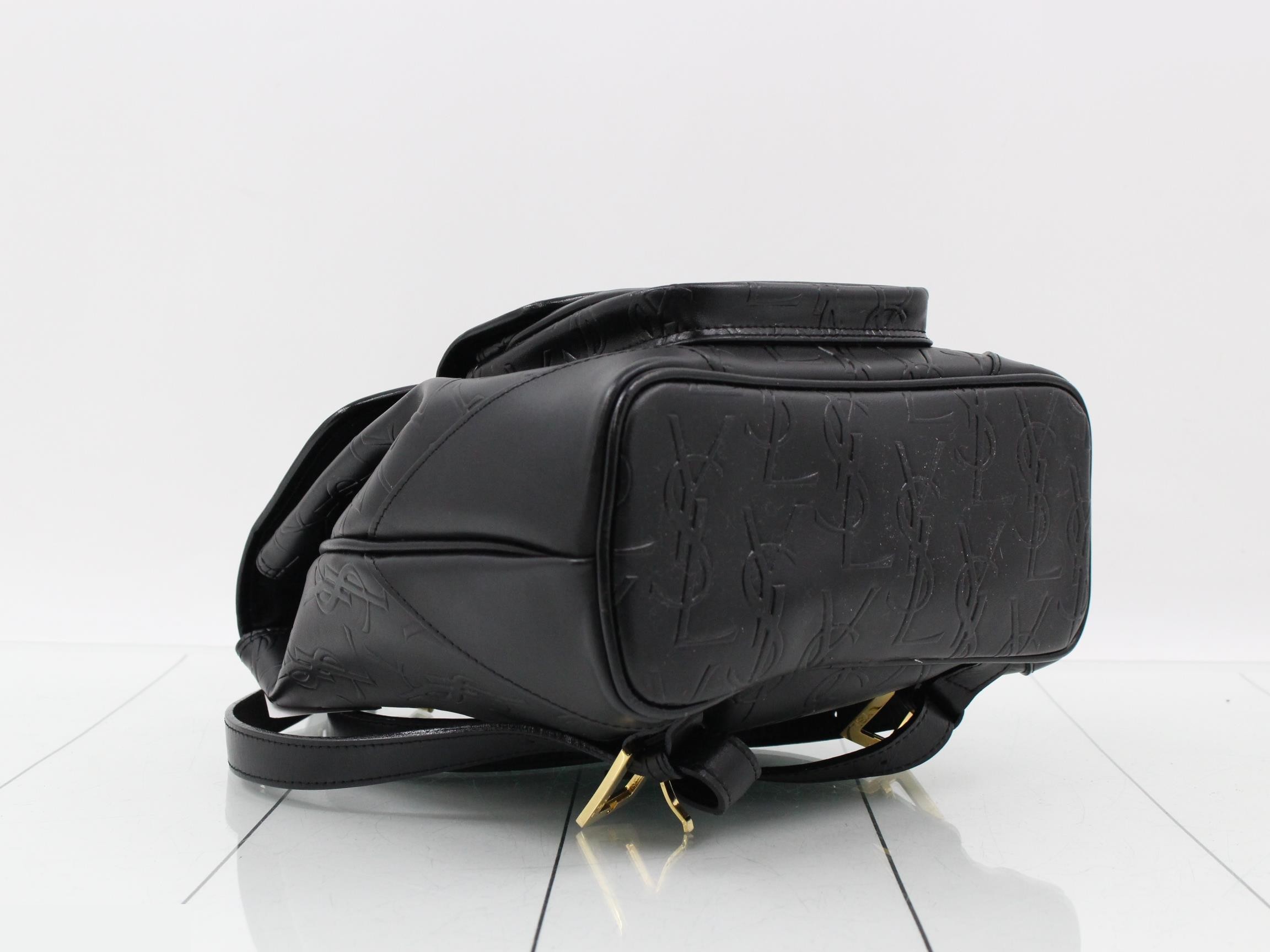 embossed black backpack. — view 5