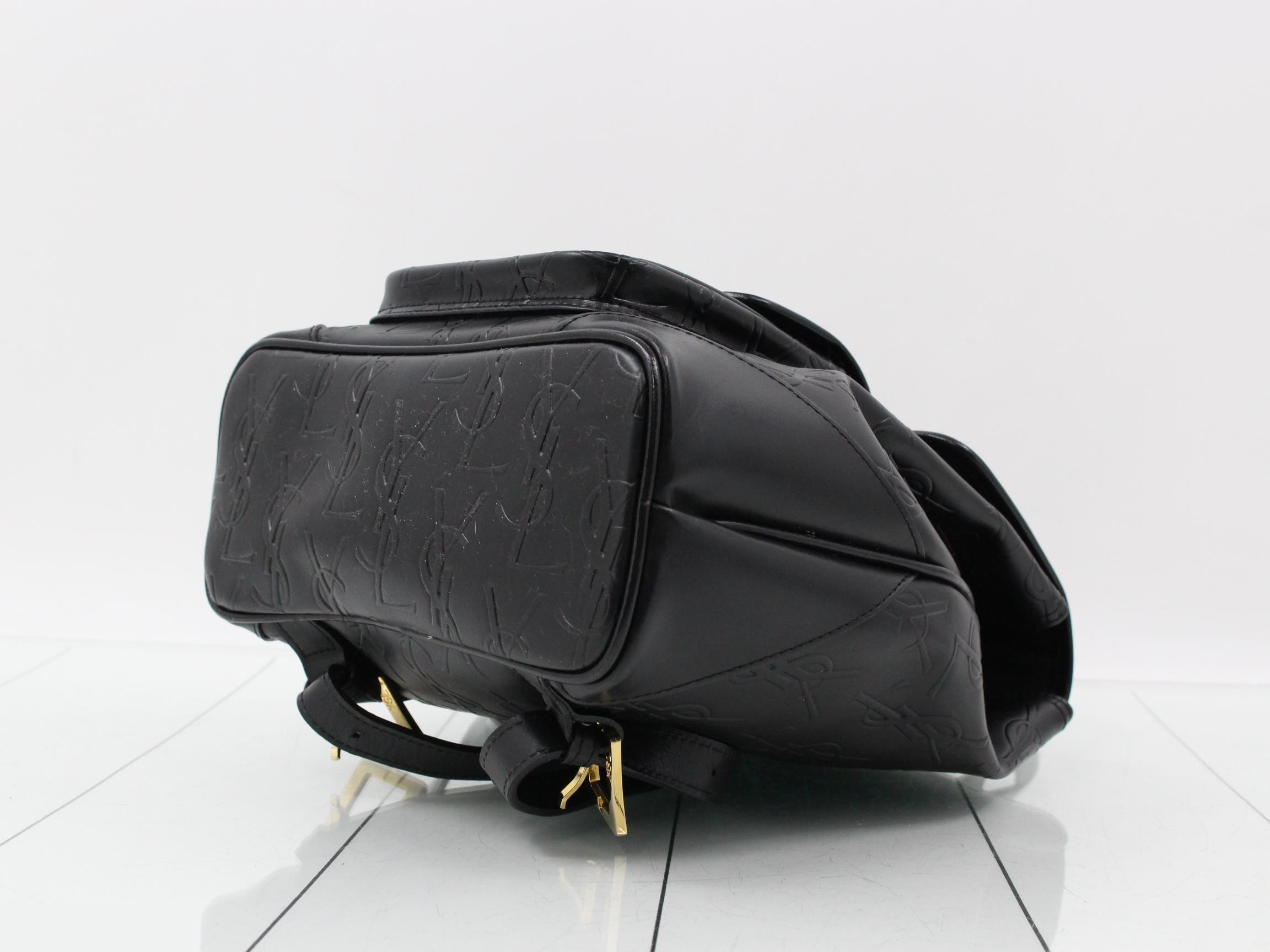 embossed black backpack. — view 6