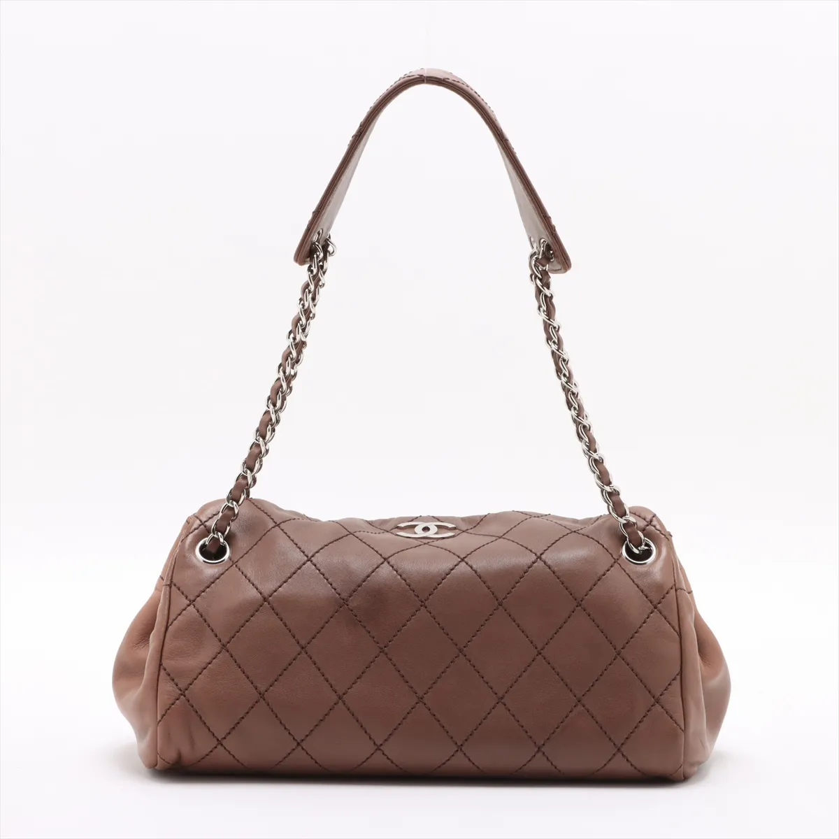 Wild Stitch Lambskin Chain Shoulder Bag Brown Silver Hardware 10256288 No. 10 — view 2