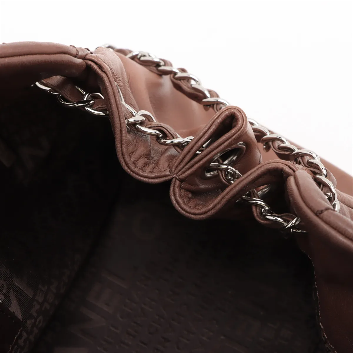 Wild Stitch Lambskin Chain Shoulder Bag Brown Silver Hardware 10256288 No. 10 — view 11