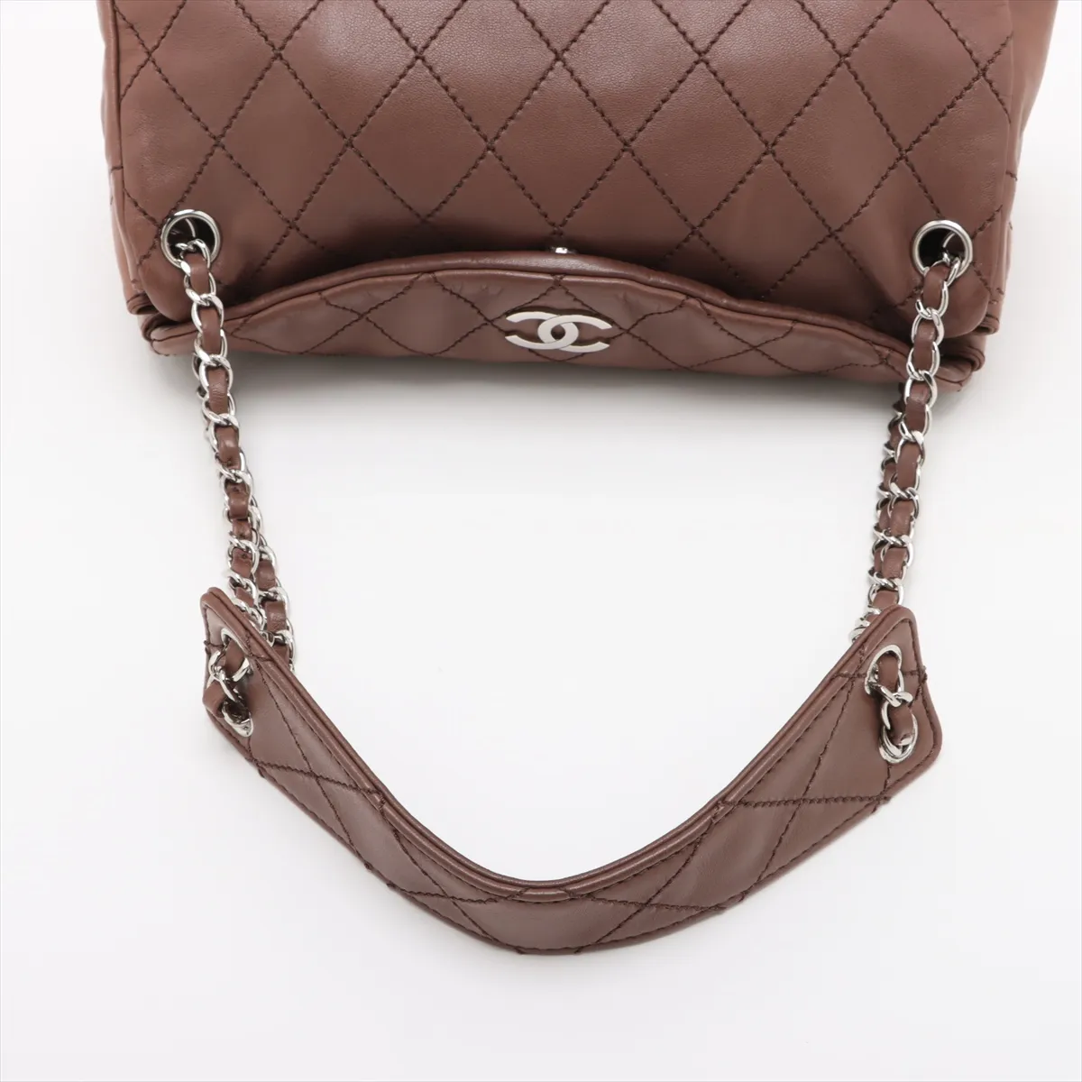 Wild Stitch Lambskin Chain Shoulder Bag Brown Silver Hardware 10256288 No. 10 — view 5