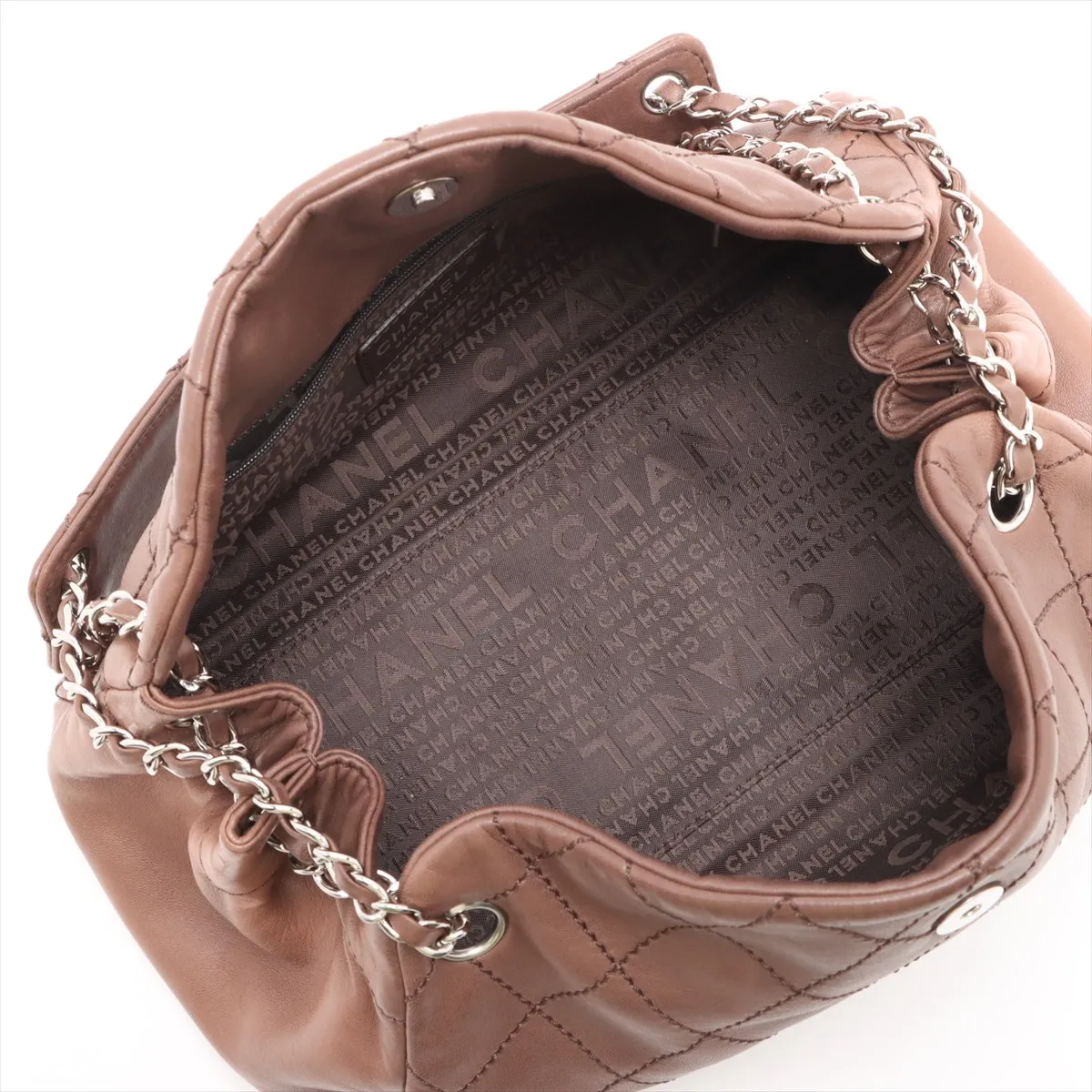 Wild Stitch Lambskin Chain Shoulder Bag Brown Silver Hardware 10256288 No. 10 — view 7