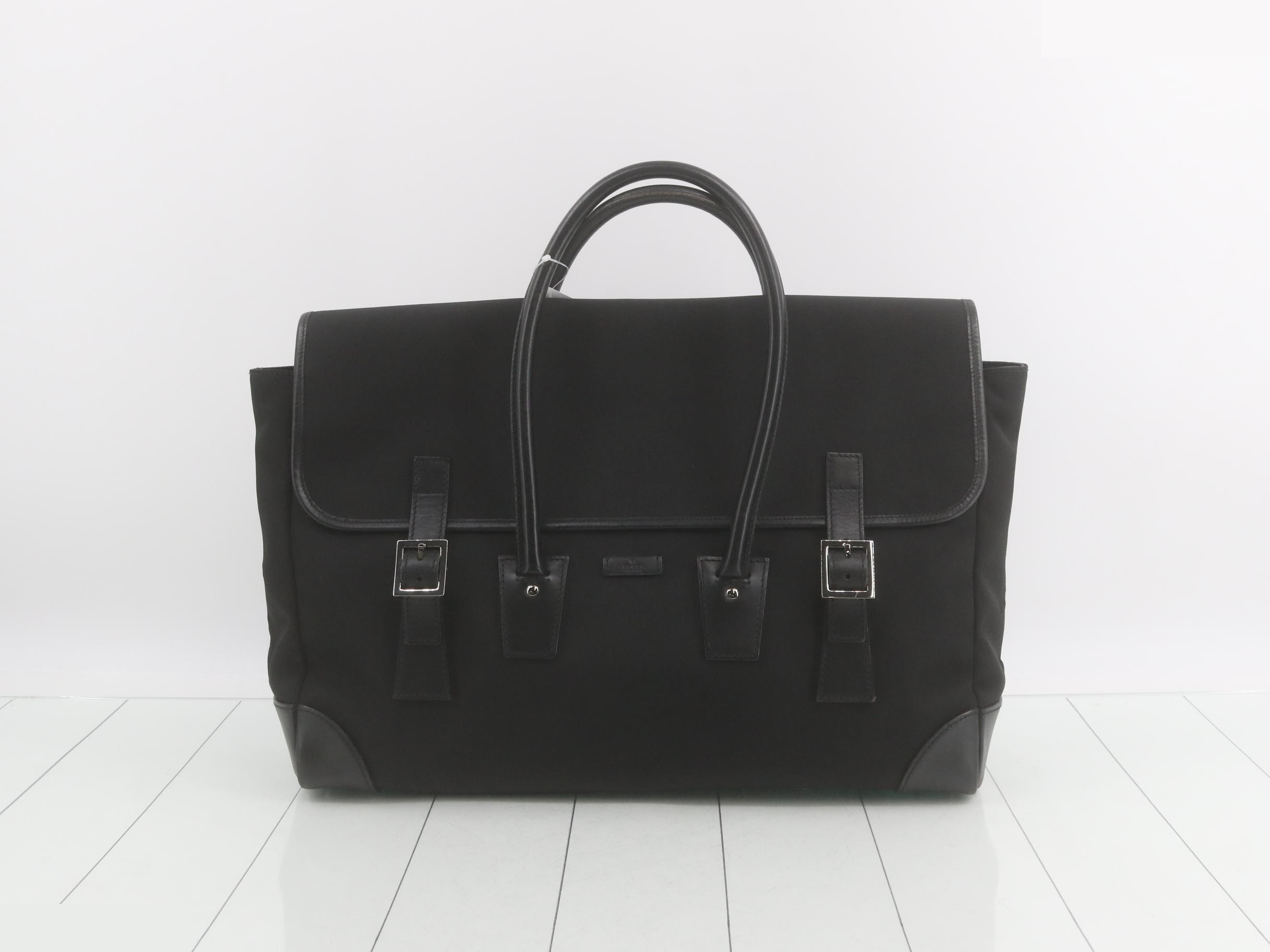 Business bag, black, nylon and leather.