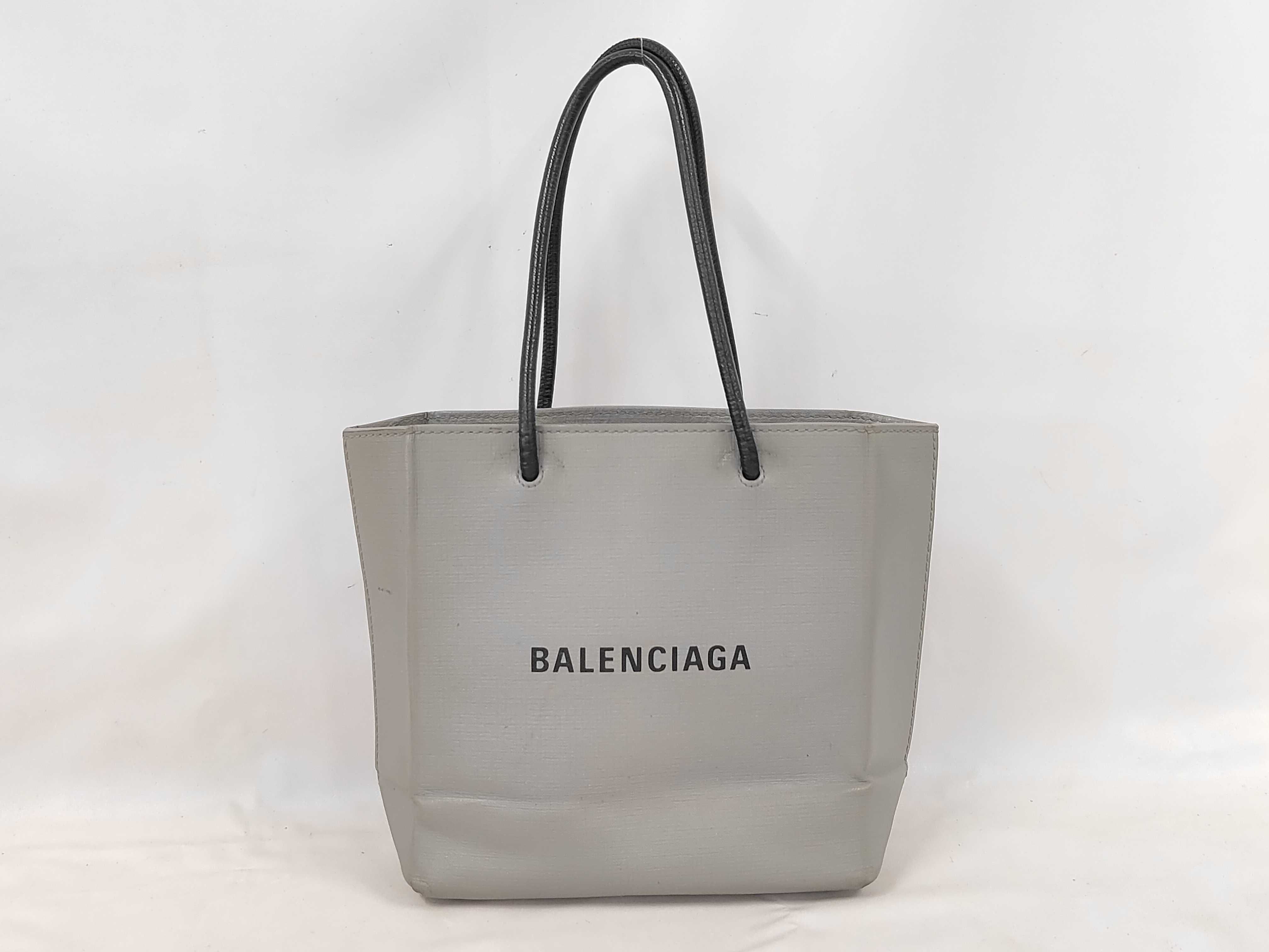 507858 Leather Shopping Tote XXS 2-Way Bag, Gray Tote Bag
