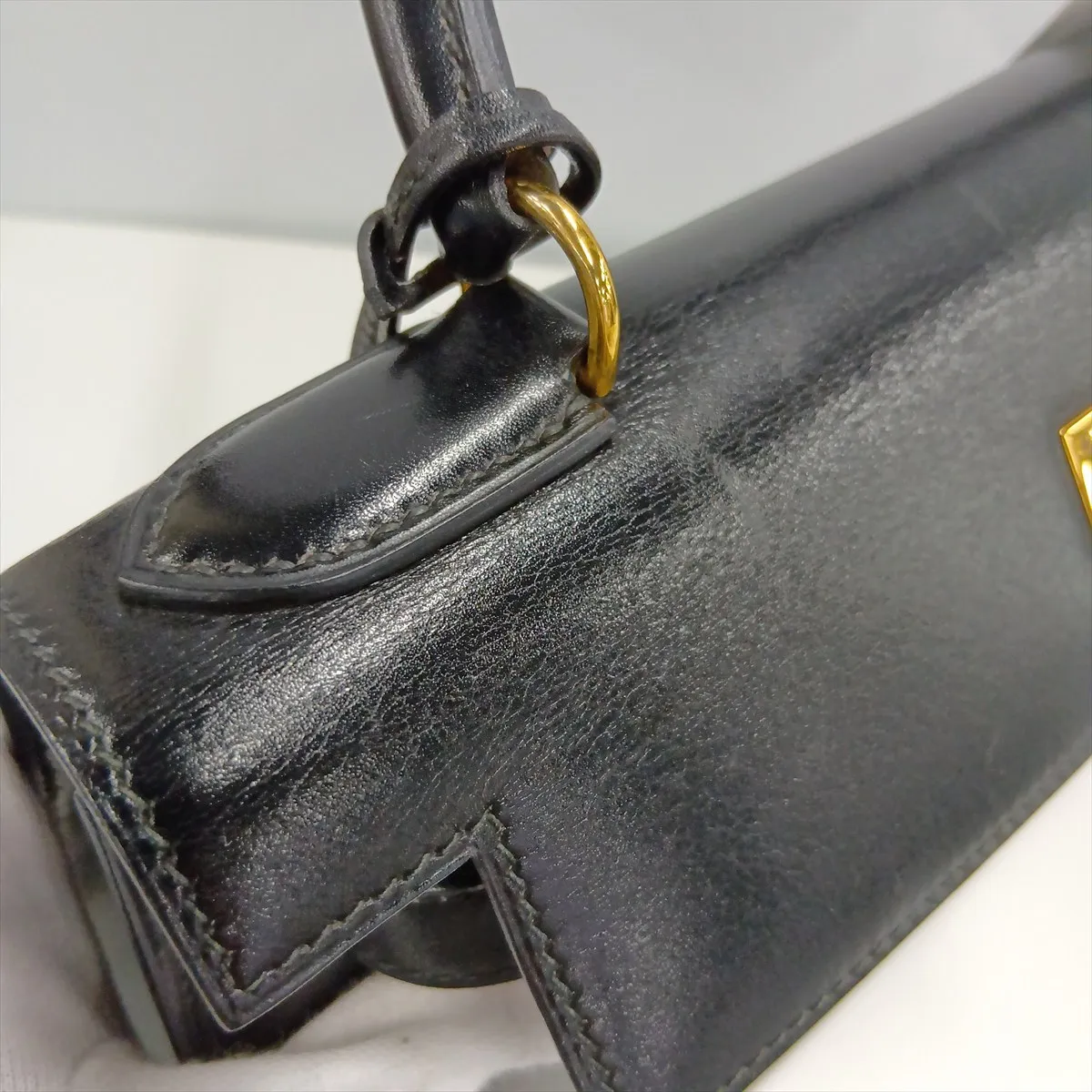 [Individually packaged] Hermes Kelly 28 Sellier Box Calf Black Gold Hardware S: 1989 — view 13