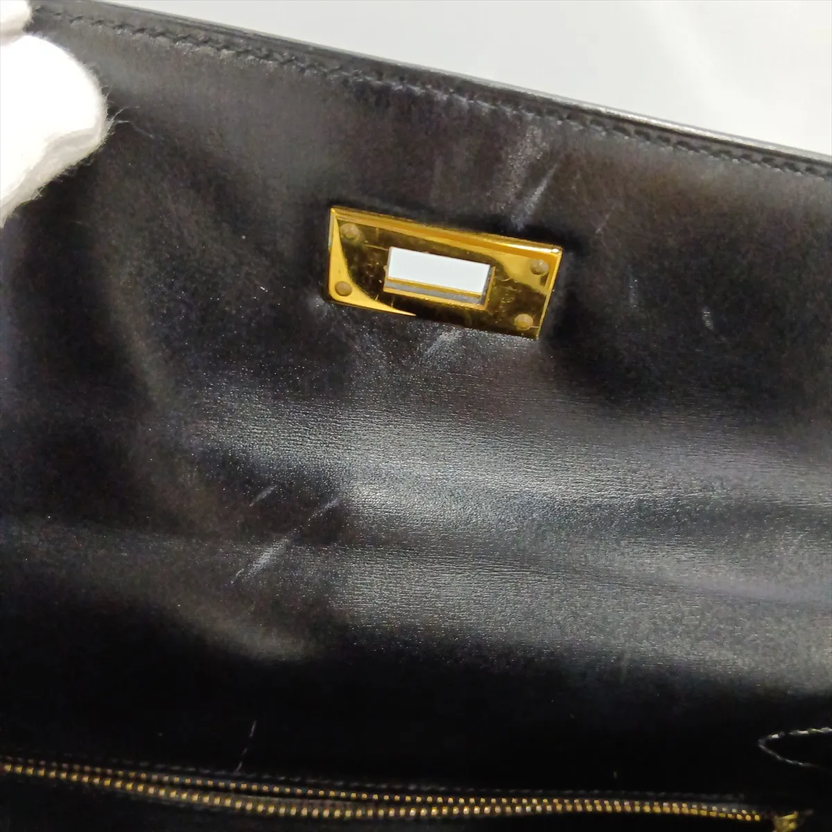 [Individually packaged] Hermes Kelly 28 Sellier Box Calf Black Gold Hardware S: 1989 — view 14