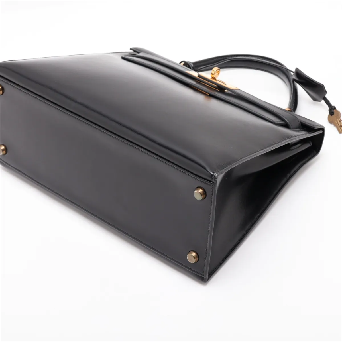 [Individually packaged] Hermes Kelly 28 Sellier Box Calf Black Gold Hardware S: 1989 — view 3