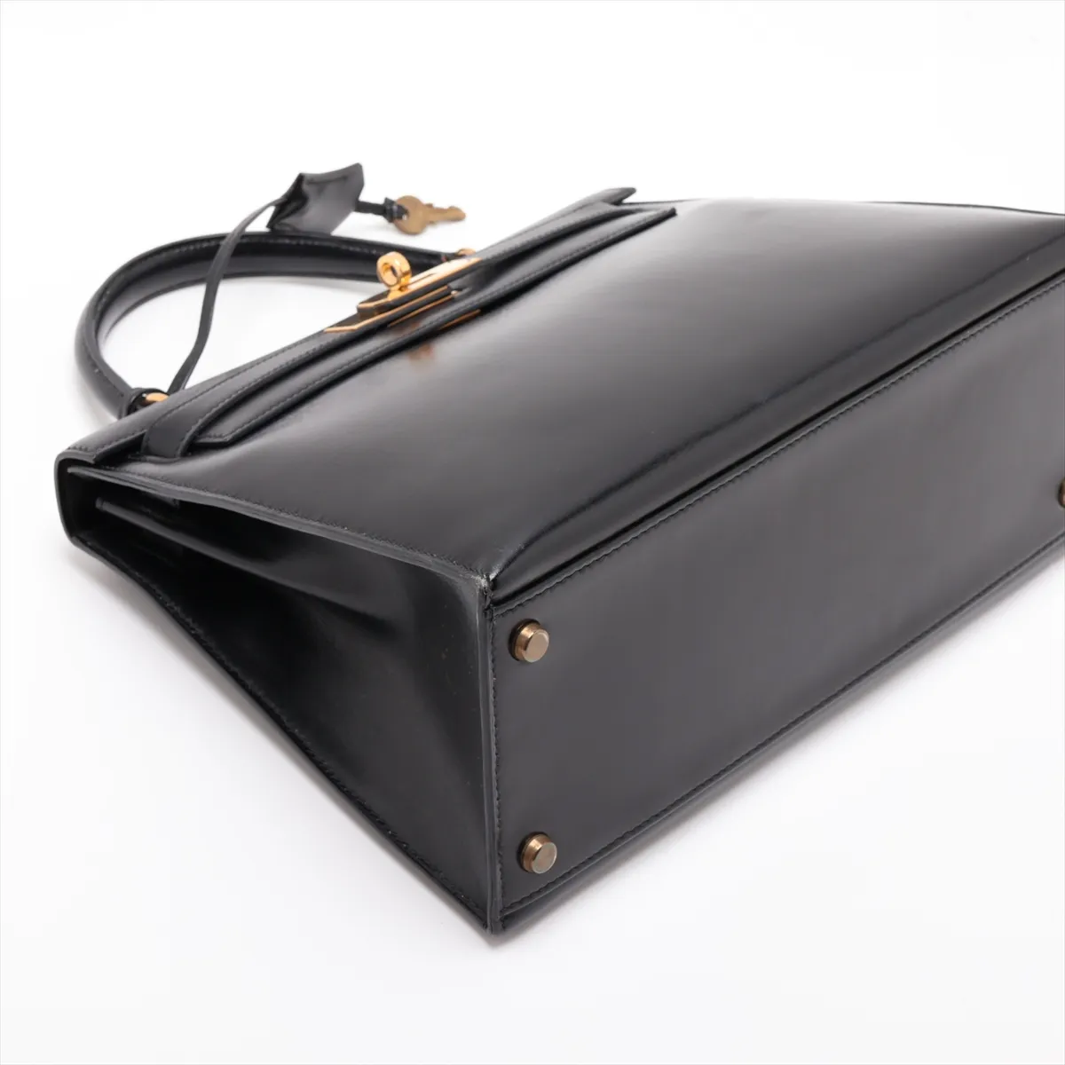 [Individually packaged] Hermes Kelly 28 Sellier Box Calf Black Gold Hardware S: 1989 — view 4