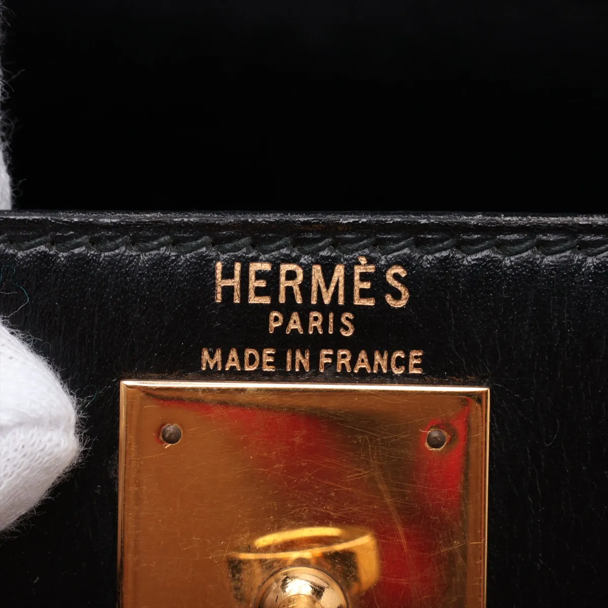 [Individually packaged] Hermes Kelly 28 Sellier Box Calf Black Gold Hardware S: 1989 — view 9