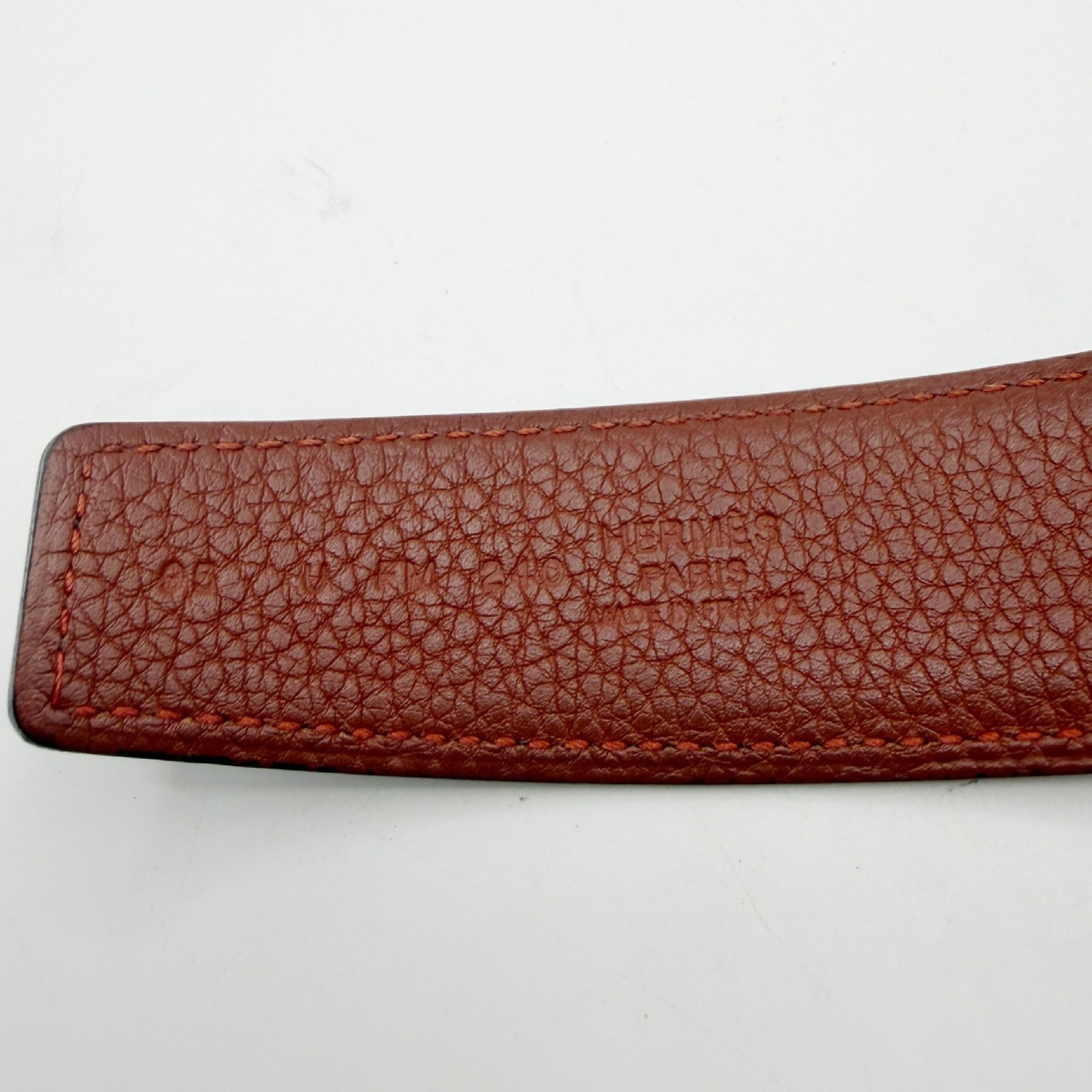 belt H. O Carré 90 Black Brown Stamped U Belt — view 11