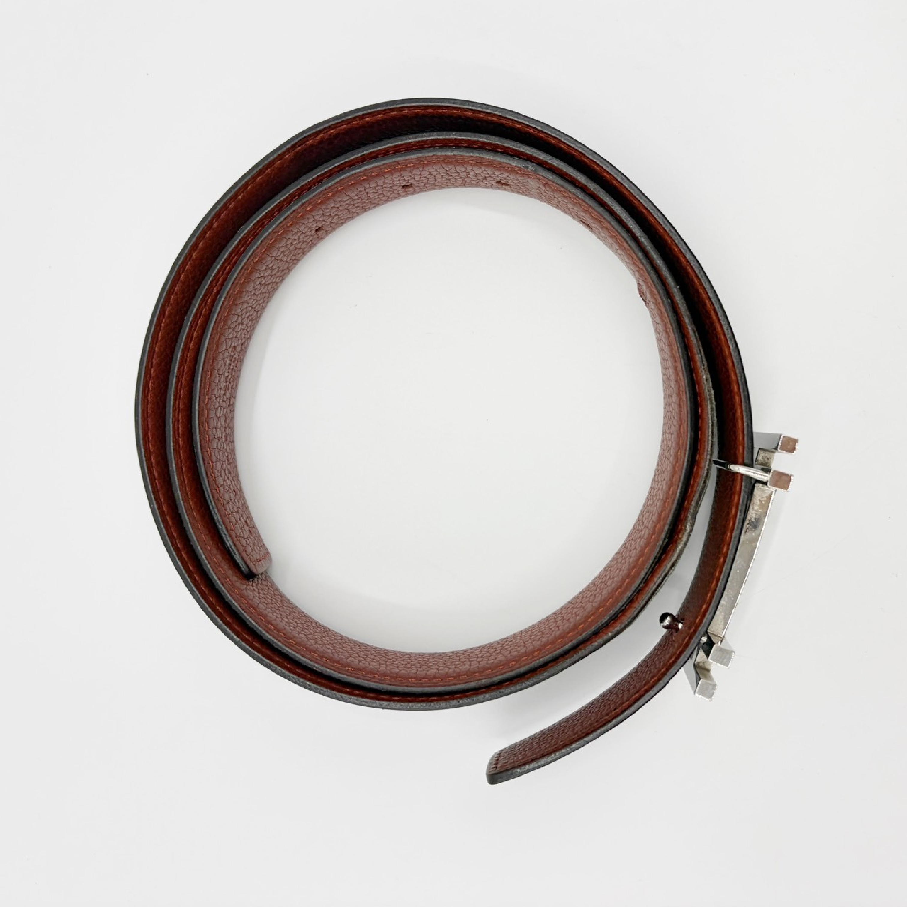 belt H. O Carré 90 Black Brown Stamped U Belt — view 3