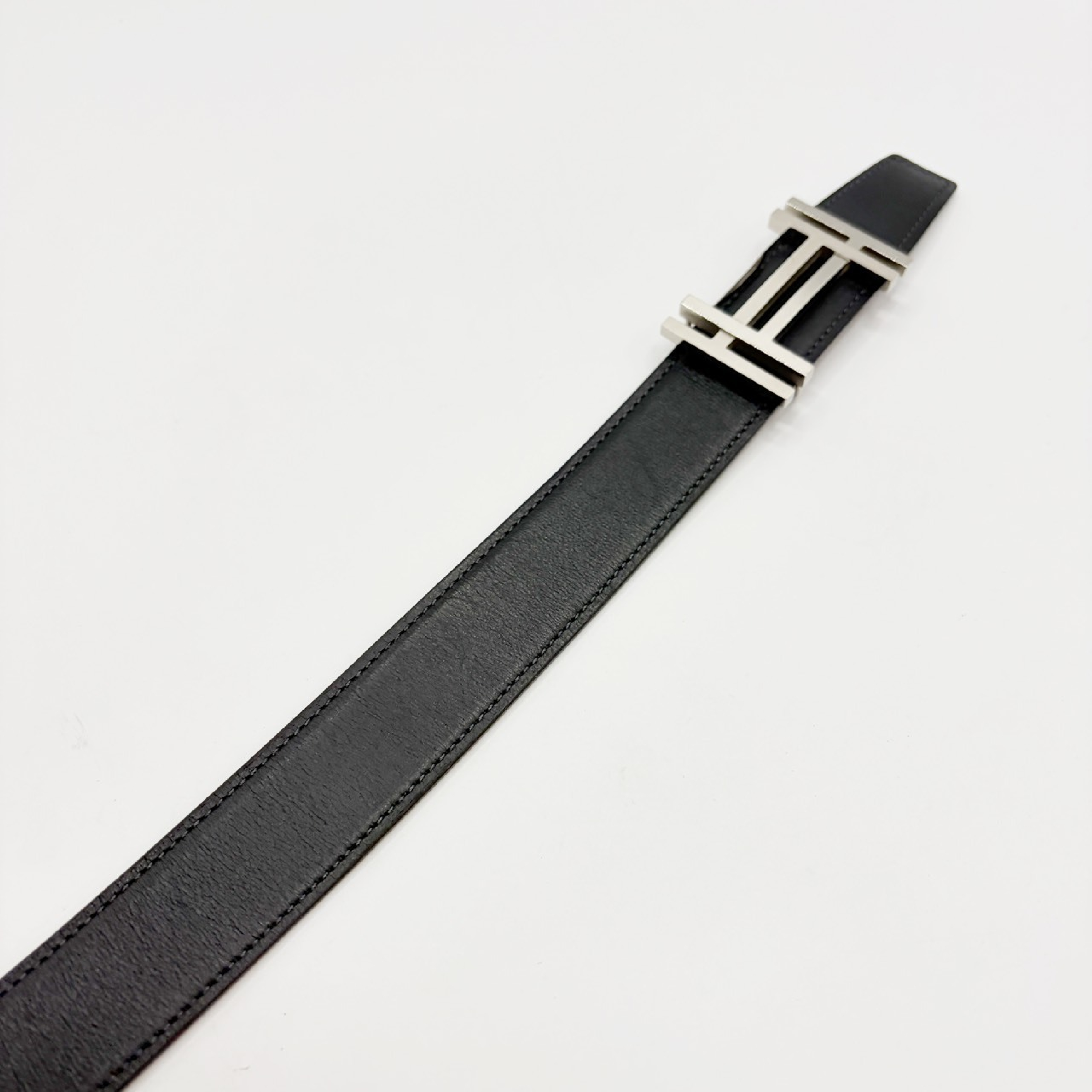 belt H. O Carré 90 Black Brown Stamped U Belt — view 4
