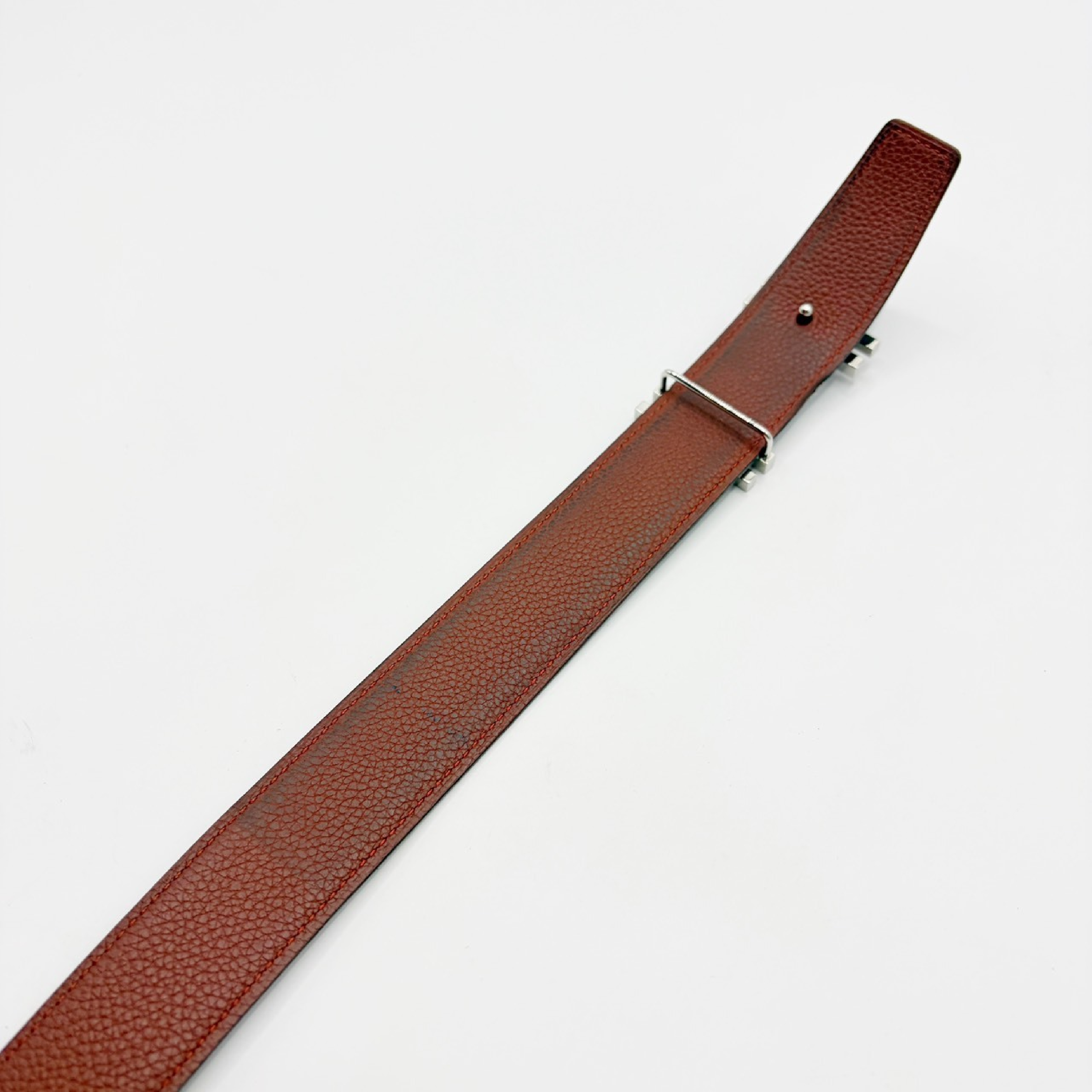 belt H. O Carré 90 Black Brown Stamped U Belt — view 5