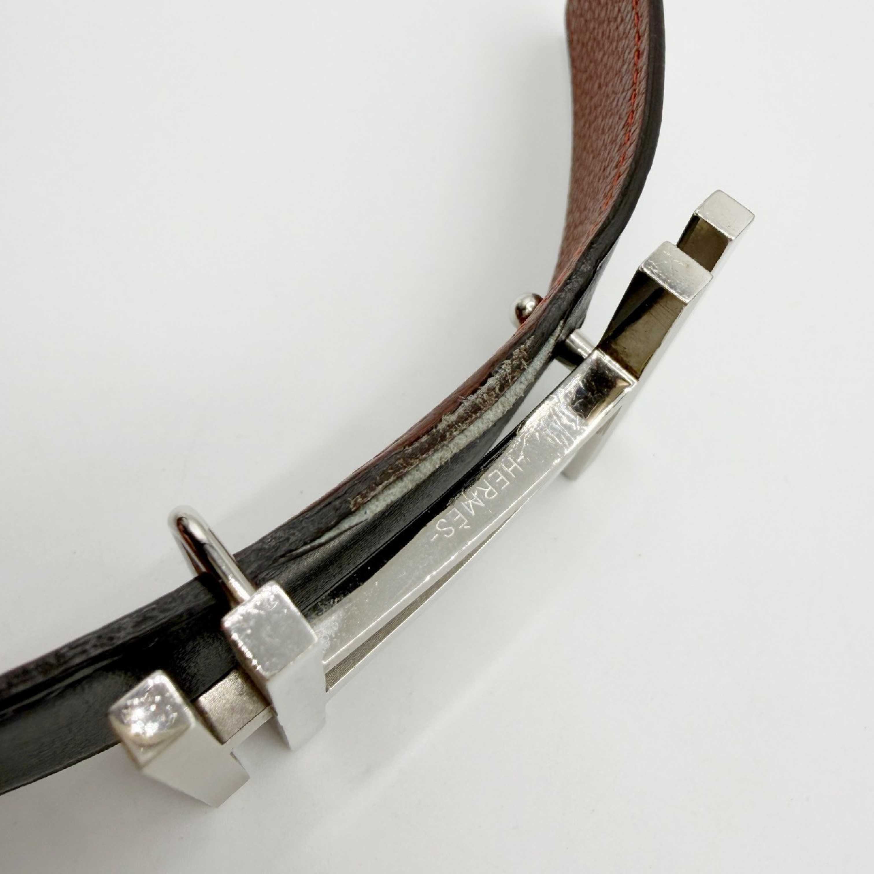 belt H. O Carré 90 Black Brown Stamped U Belt — view 10