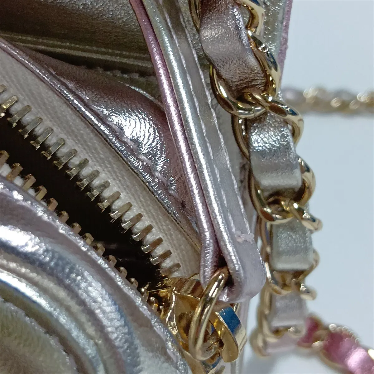 Mini Matelassé Lambskin Chain Shoulder Bag, Pink x Silver, Gold Hardware, HP0N2HXG, Random Serial Number — view 15