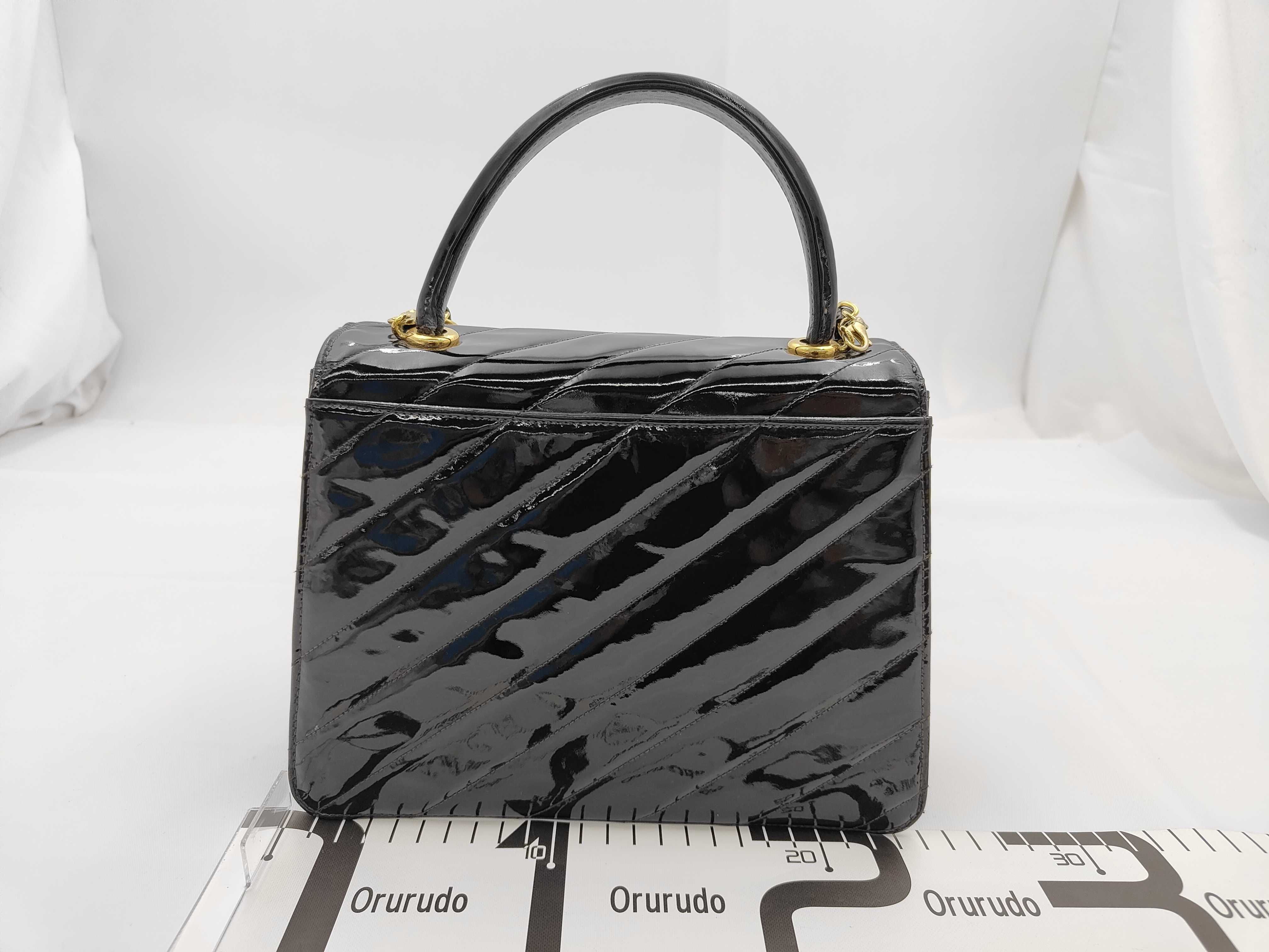 2-way bag, patent leather, black, gold hardware, 2408827, handbag — view 2