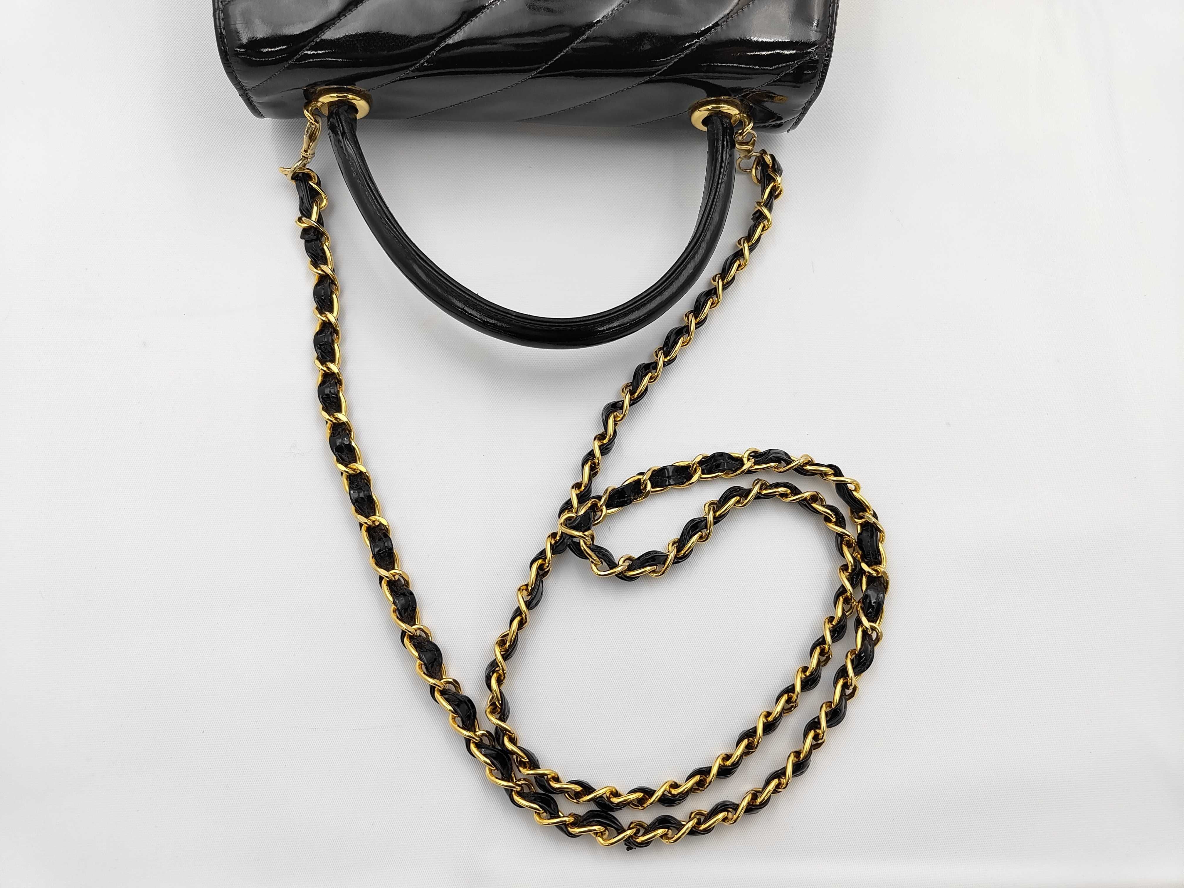 2-way bag, patent leather, black, gold hardware, 2408827, handbag — view 3