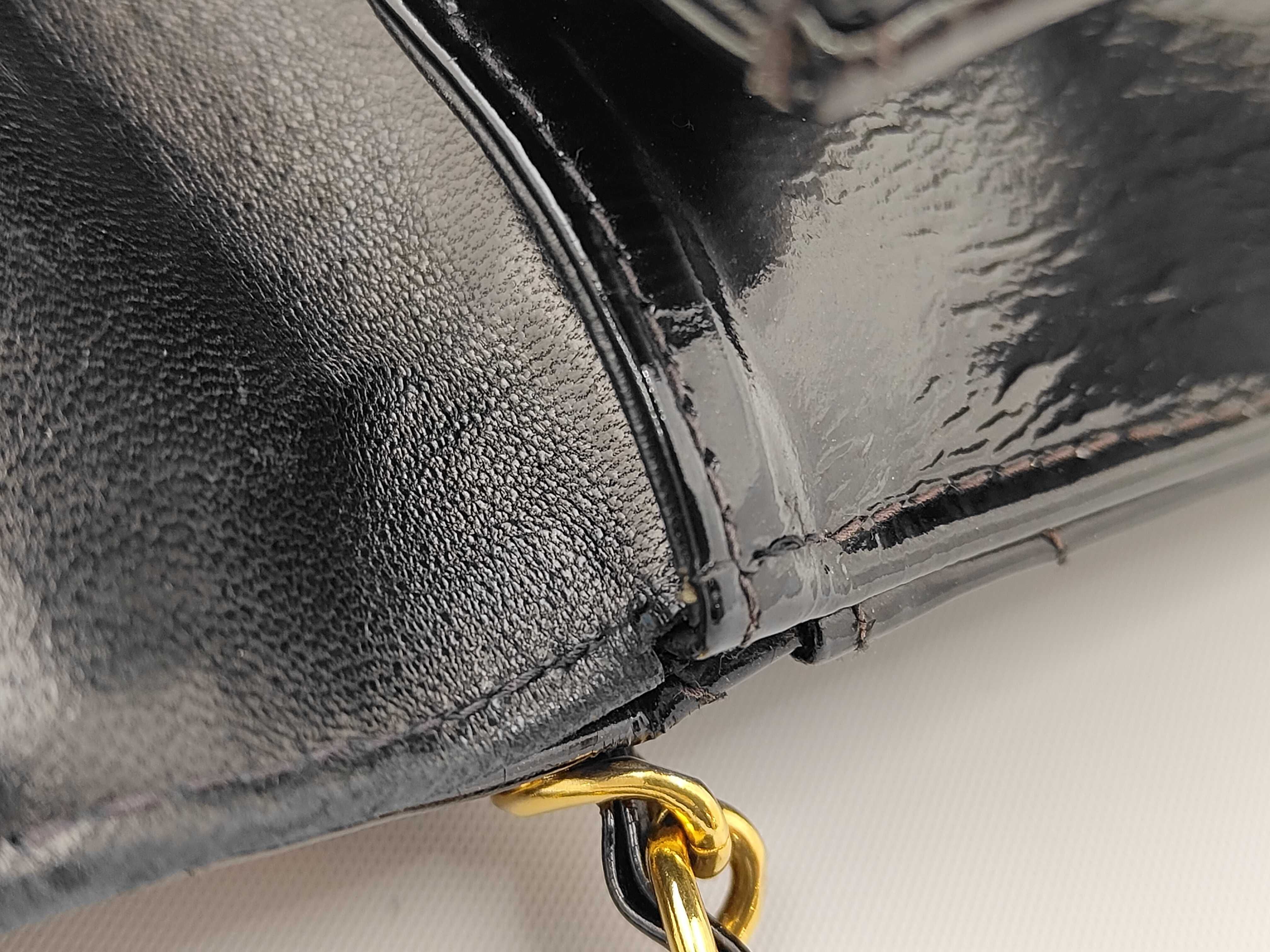 2-way bag, patent leather, black, gold hardware, 2408827, handbag — view 9
