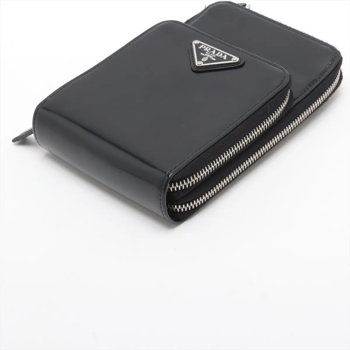brushed leather shoulder bag black — view 3