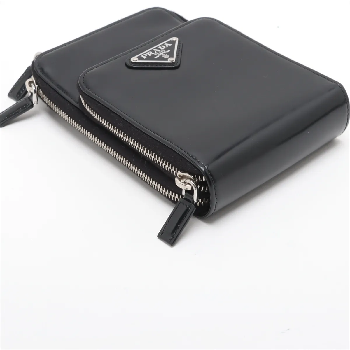 brushed leather shoulder bag black — view 4