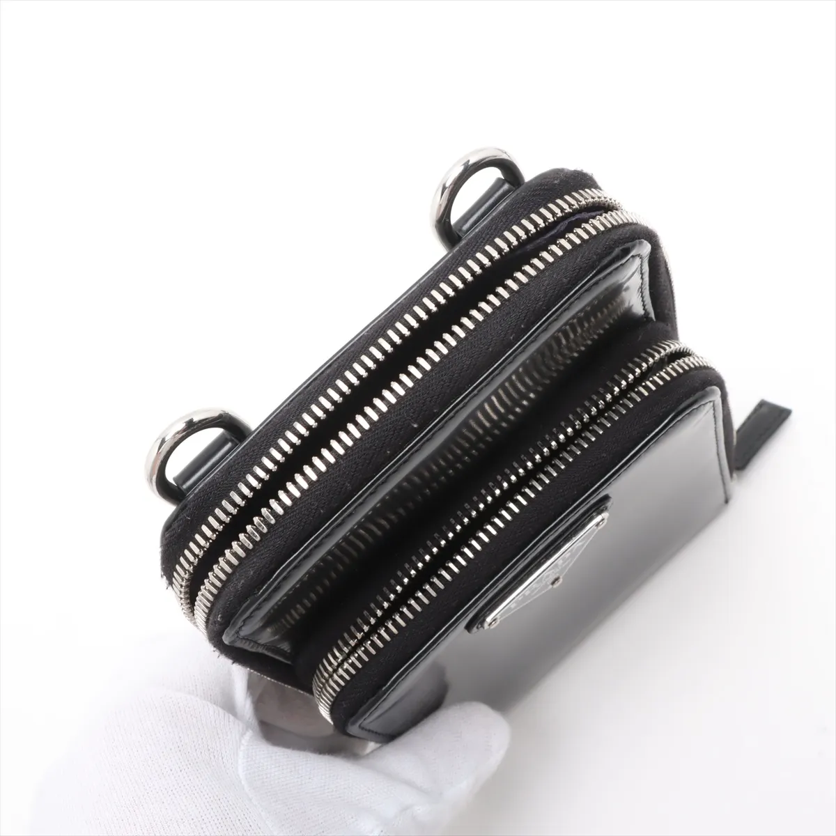 brushed leather shoulder bag black — view 9
