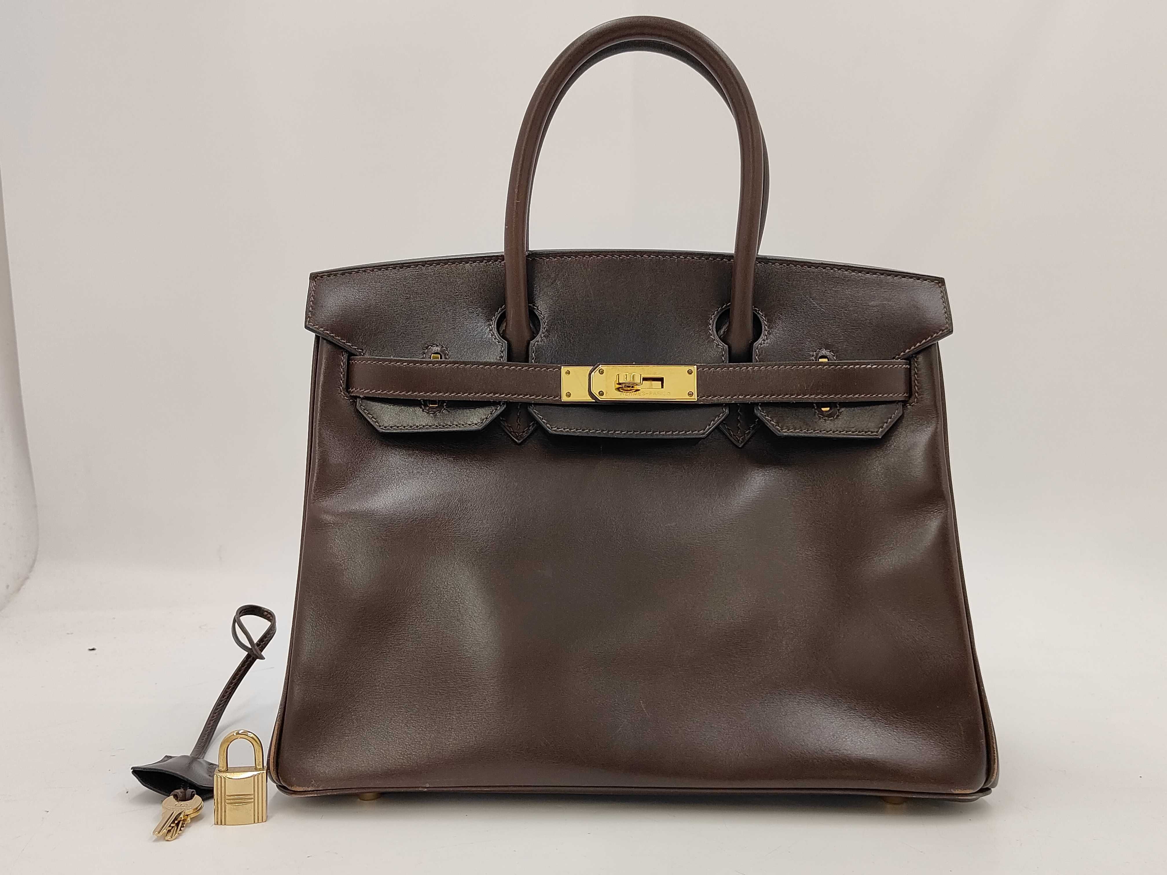 Birkin 30 Box Calf Brown Gold Hardware I Stamp Handbag