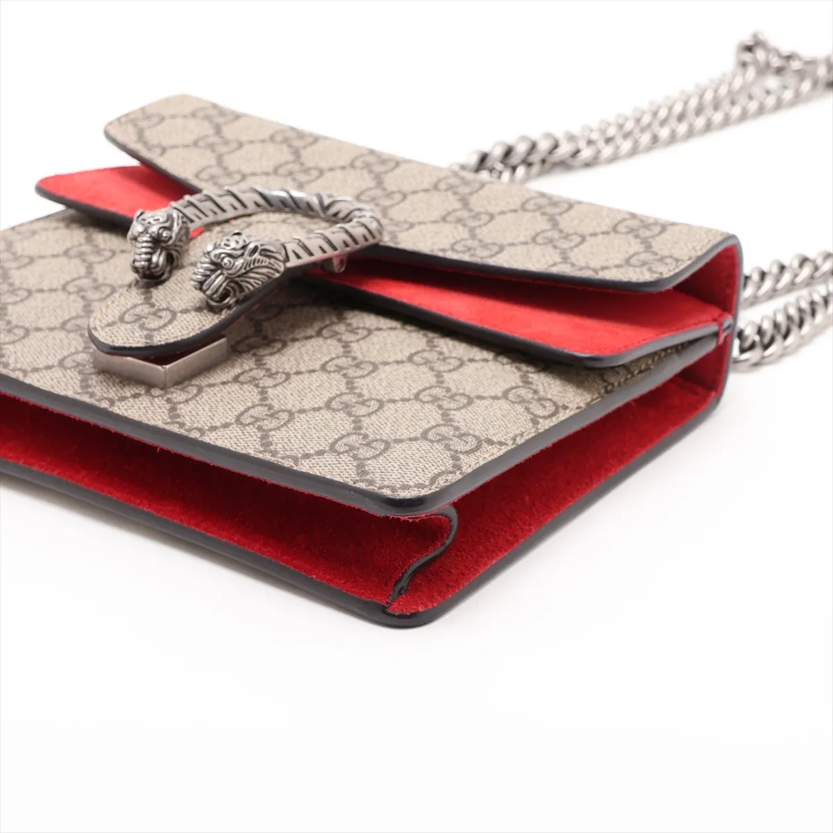GG Supreme Dionysus 421970 PVC x Suede Chain Shoulder Bag, Beige — view 3