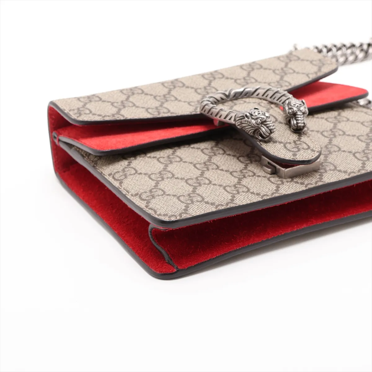 GG Supreme Dionysus 421970 PVC x Suede Chain Shoulder Bag, Beige — view 4