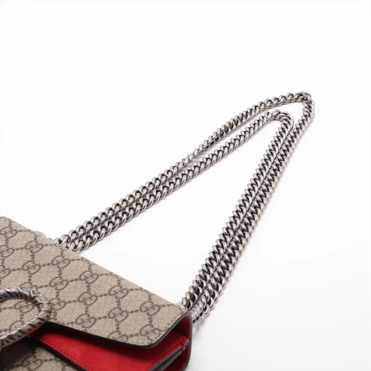 GG Supreme Dionysus 421970 PVC x Suede Chain Shoulder Bag, Beige — view 5