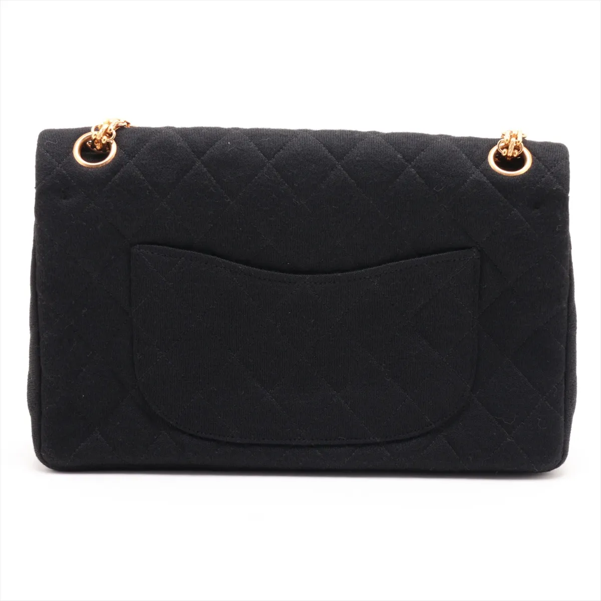 Matelassé 25 Cotton Double Flap Double Chain Bag, Black with Gold Hardware, A01112 — view 2