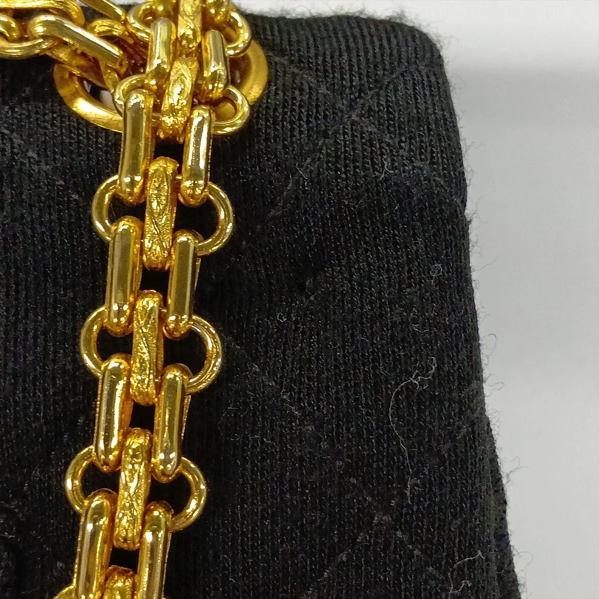 Matelassé 25 Cotton Double Flap Double Chain Bag, Black with Gold Hardware, A01112 — view 12