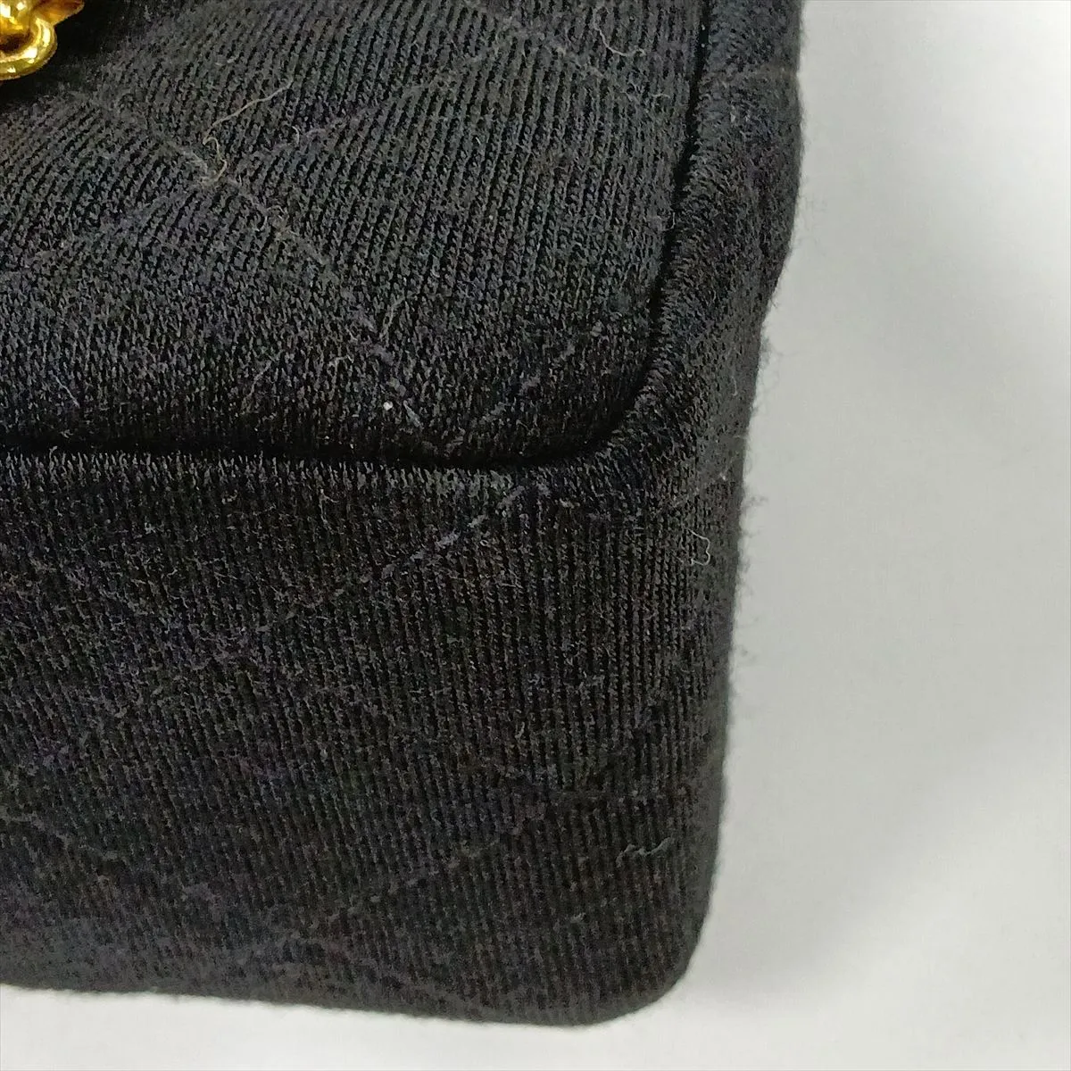 Matelassé 25 Cotton Double Flap Double Chain Bag, Black with Gold Hardware, A01112 — view 15