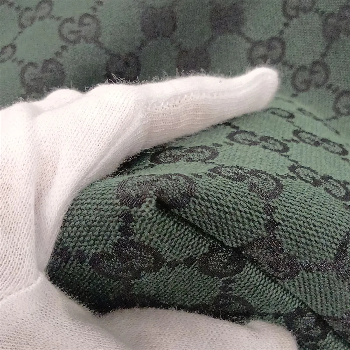 GG Canvas x Leather Tote Bag Green 285768 Outlet — view 11