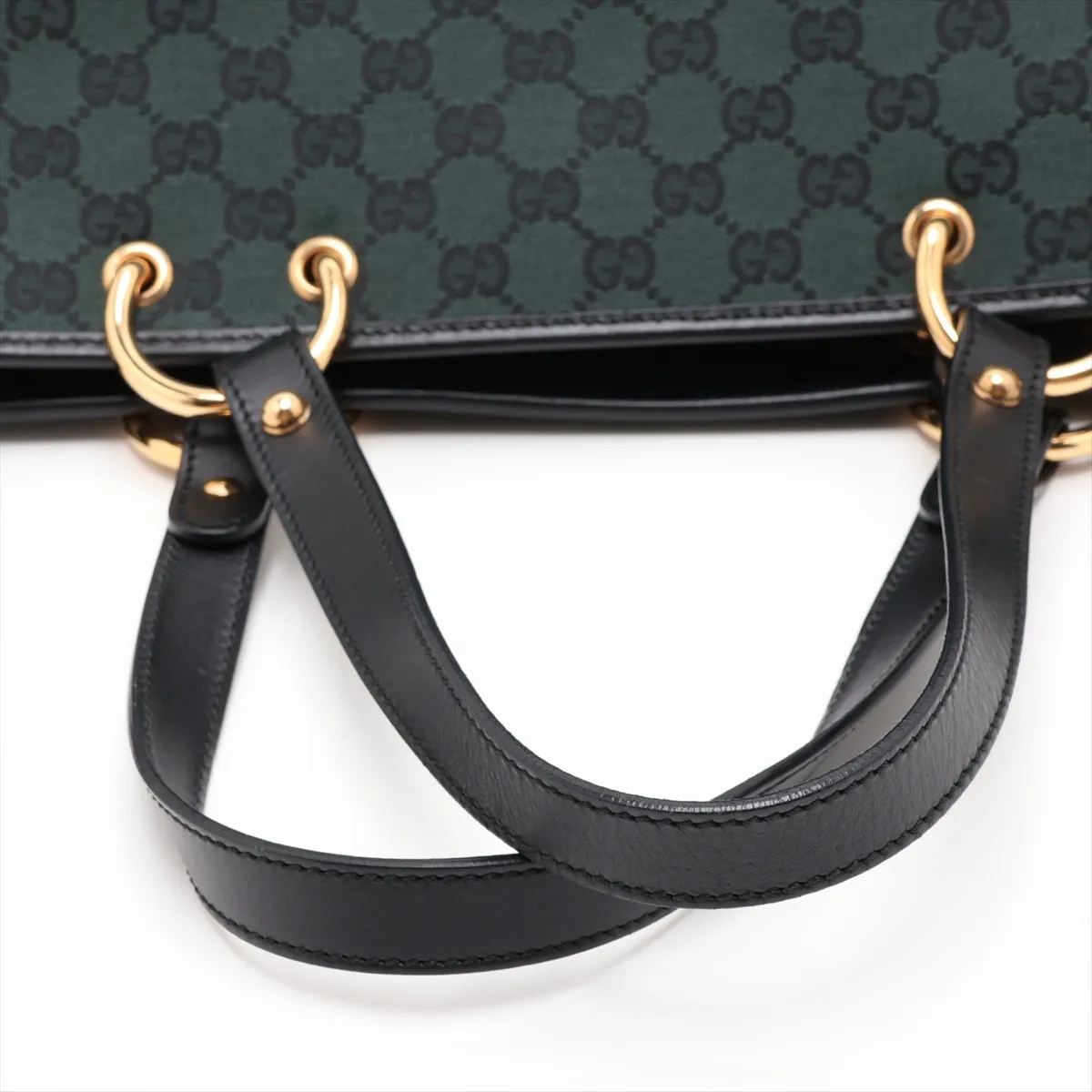 GG Canvas x Leather Tote Bag Green 285768 Outlet — view 5