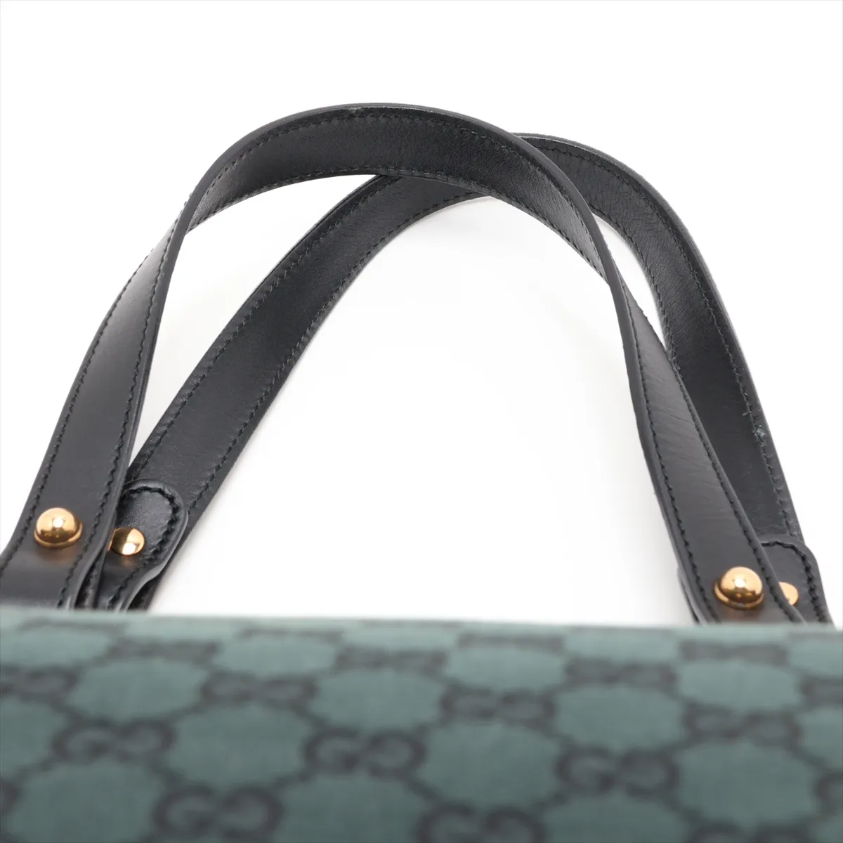 GG Canvas x Leather Tote Bag Green 285768 Outlet — view 6