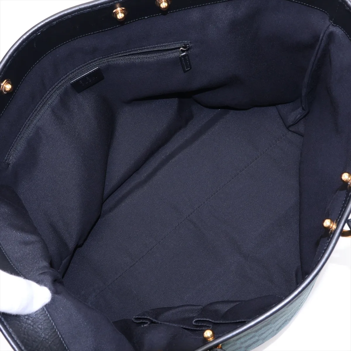 GG Canvas x Leather Tote Bag Green 285768 Outlet — view 7