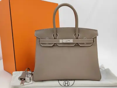 Birkin 30 Etoupe Silver Hardware G Stamp Handbag