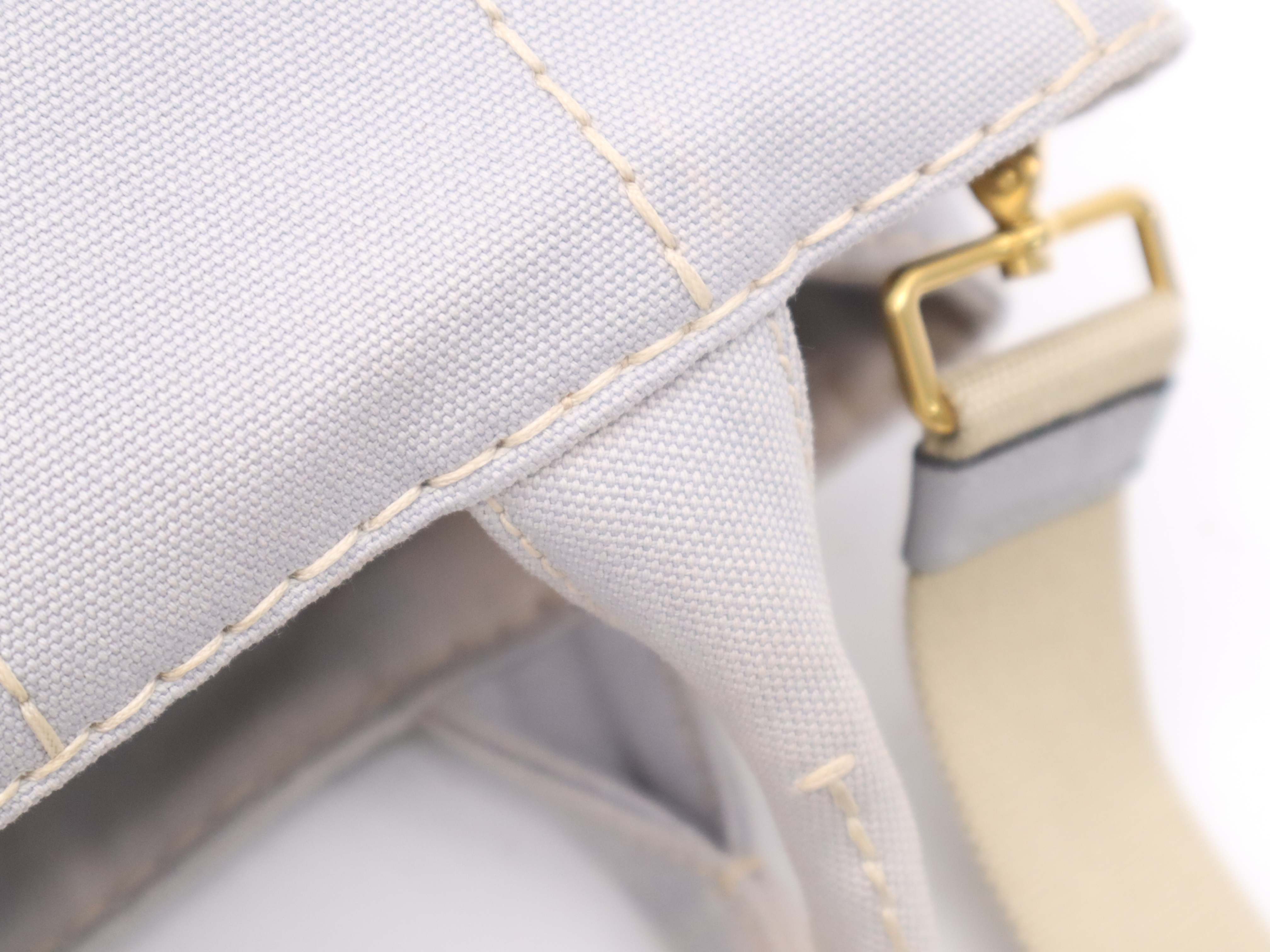 Canvas Canapa Tote Bag, Gray, Gold Hardware, with Shoulder Strap and Card Holder. — view 8