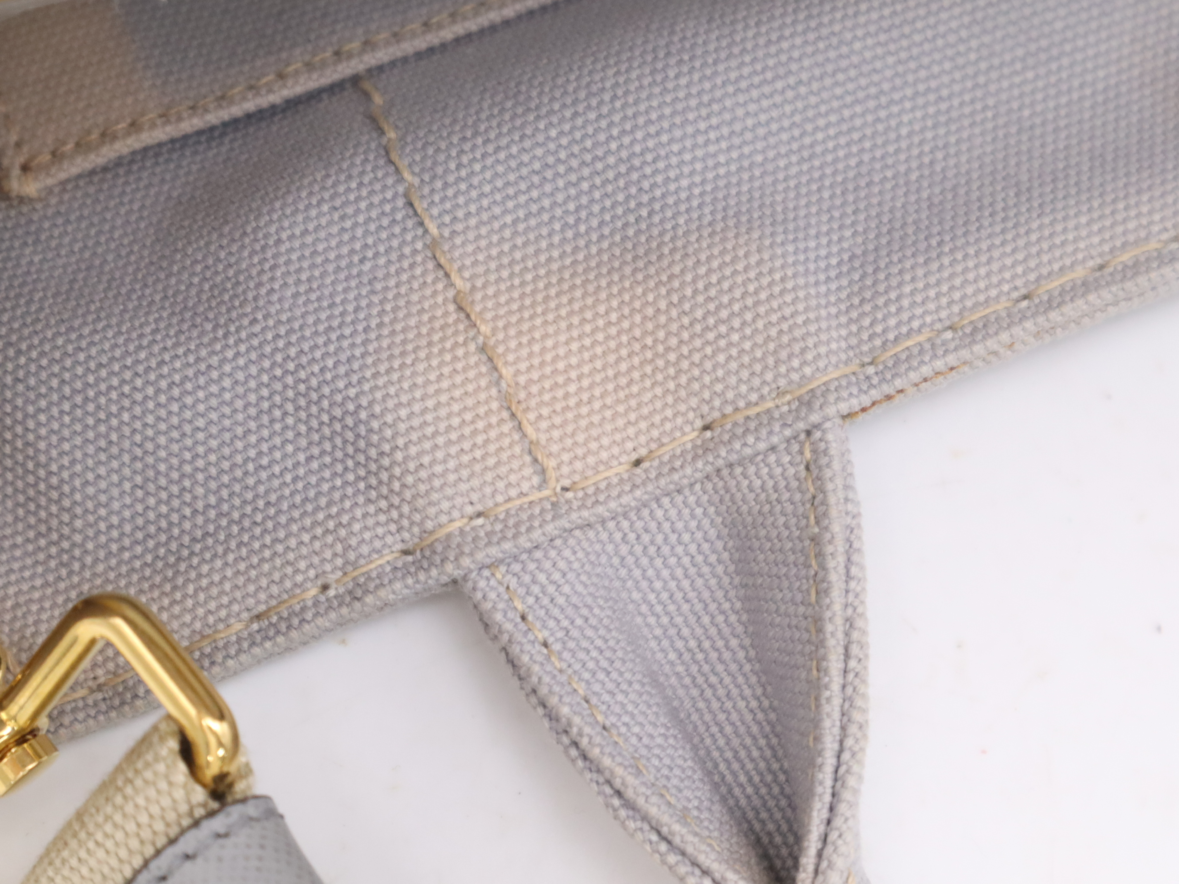 Canvas Canapa Tote Bag, Gray, Gold Hardware, with Shoulder Strap and Card Holder. — view 9