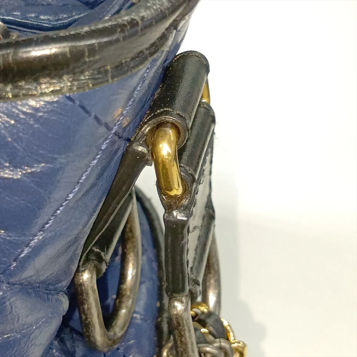 Gabrielle de Chanel Vintage Calfskin Chain Shoulder Bag, Navy x Black, Gold x Silver Hardware, Serial Number 24 — view 15