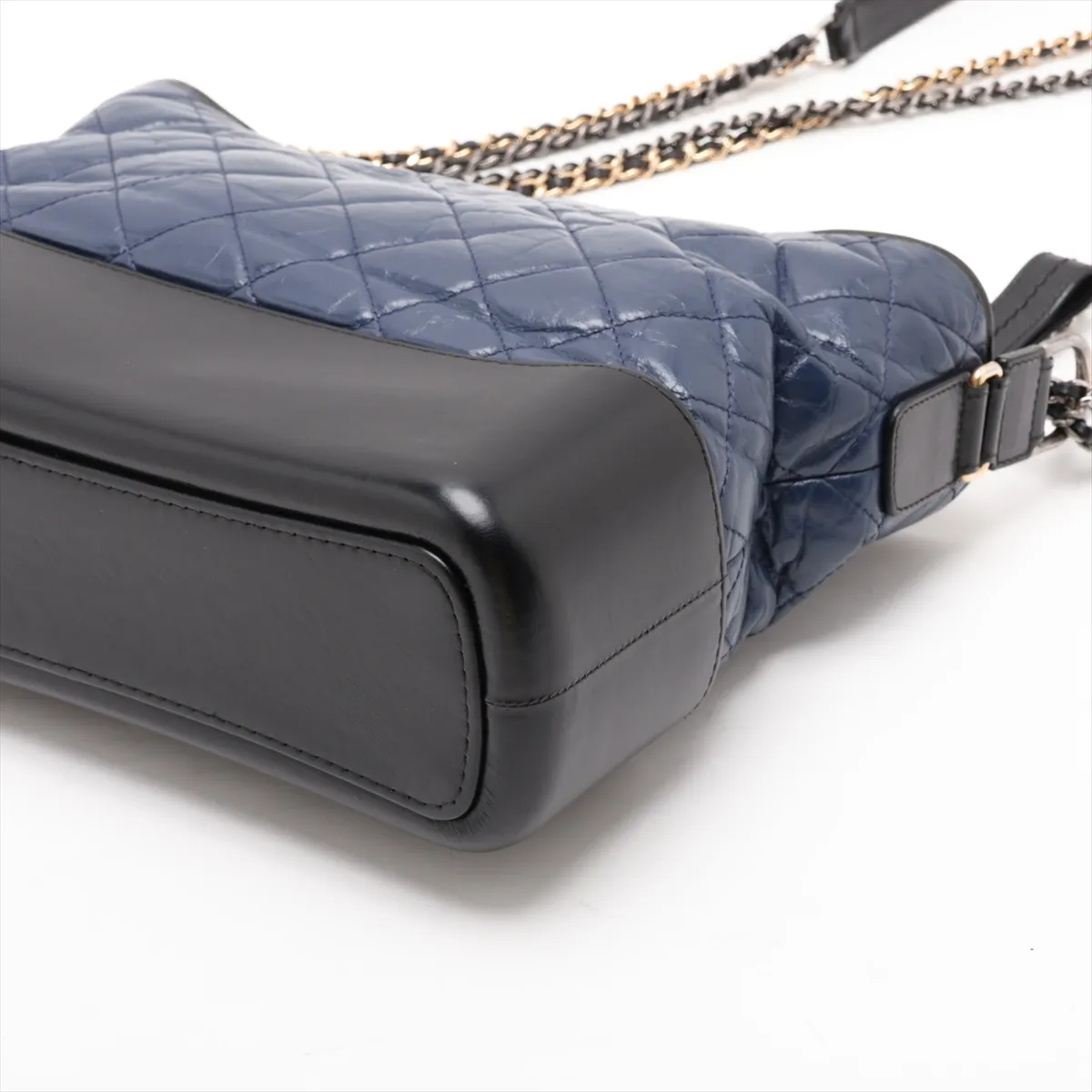 Gabrielle de Chanel Vintage Calfskin Chain Shoulder Bag, Navy x Black, Gold x Silver Hardware, Serial Number 24 — view 3