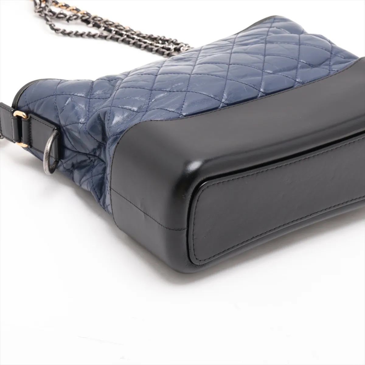 Gabrielle de Chanel Vintage Calfskin Chain Shoulder Bag, Navy x Black, Gold x Silver Hardware, Serial Number 24 — view 4