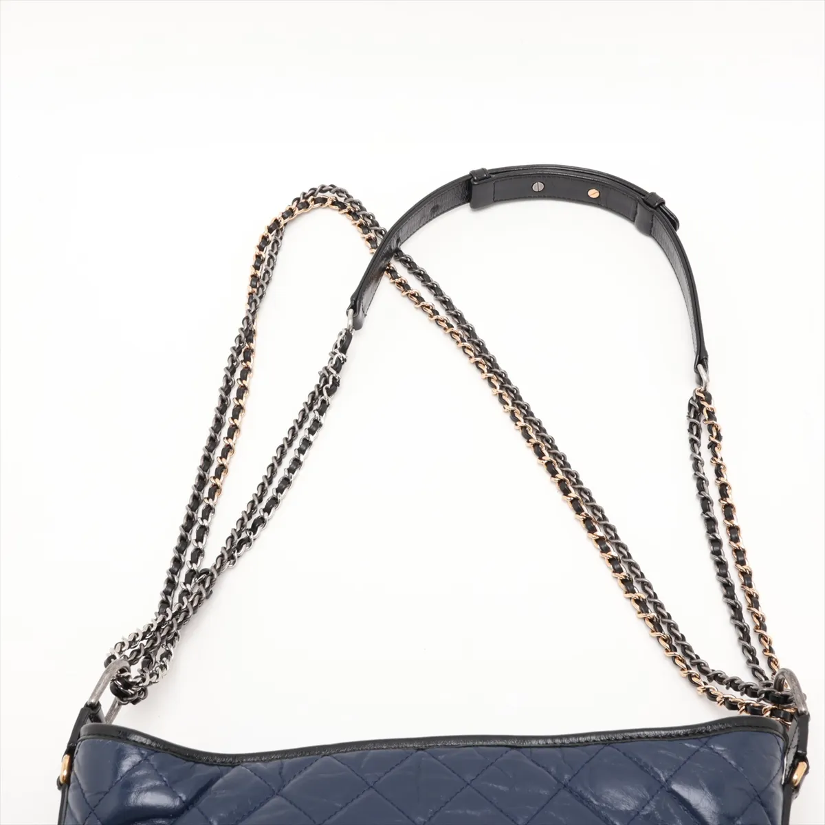 Gabrielle de Chanel Vintage Calfskin Chain Shoulder Bag, Navy x Black, Gold x Silver Hardware, Serial Number 24 — view 6